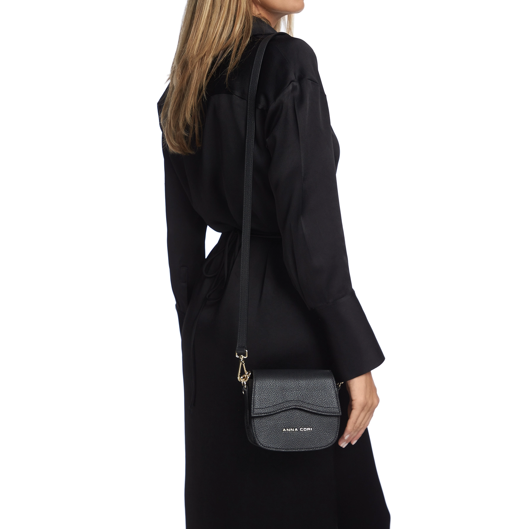 Women Leather Shoulder Bag NEVADA BOTTALATO BLACK
