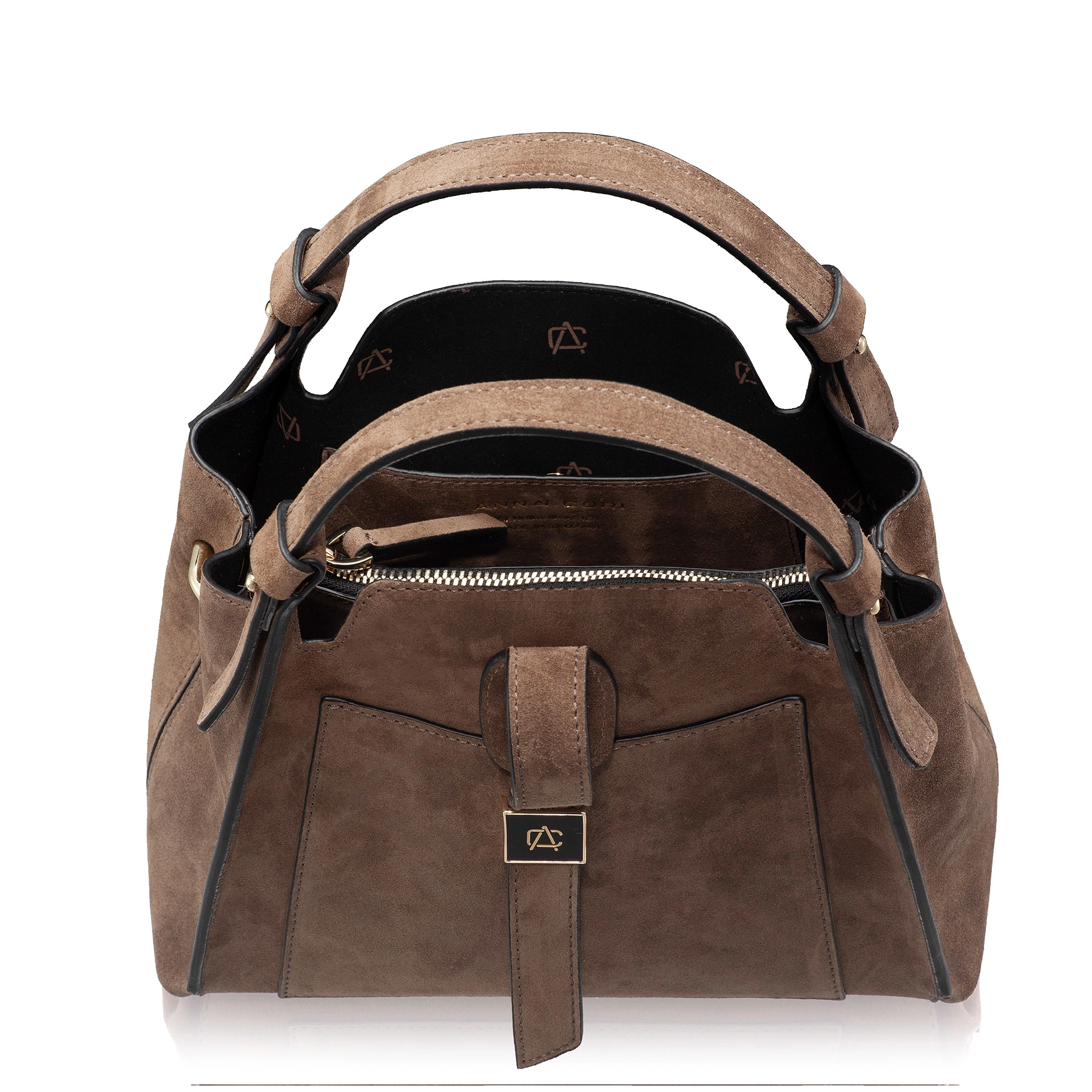 Women Leather Handbag BLUMA 01 CROSTA TAUPE