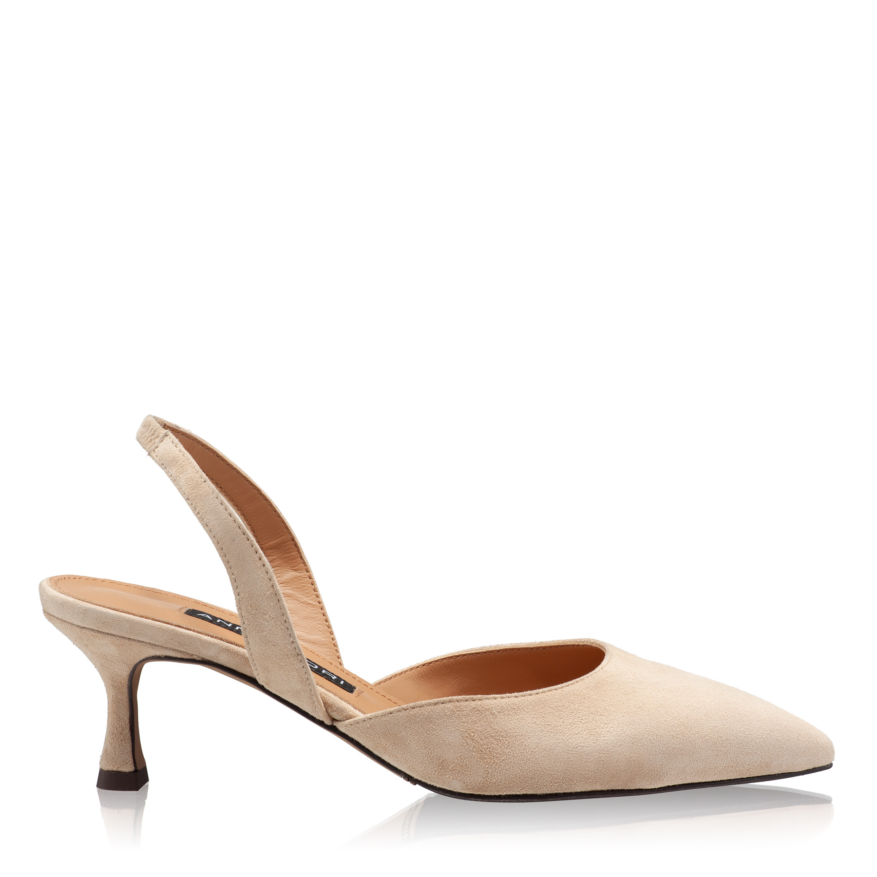 Mid-heel Slingback Pumps 8054 Camoscio Beige