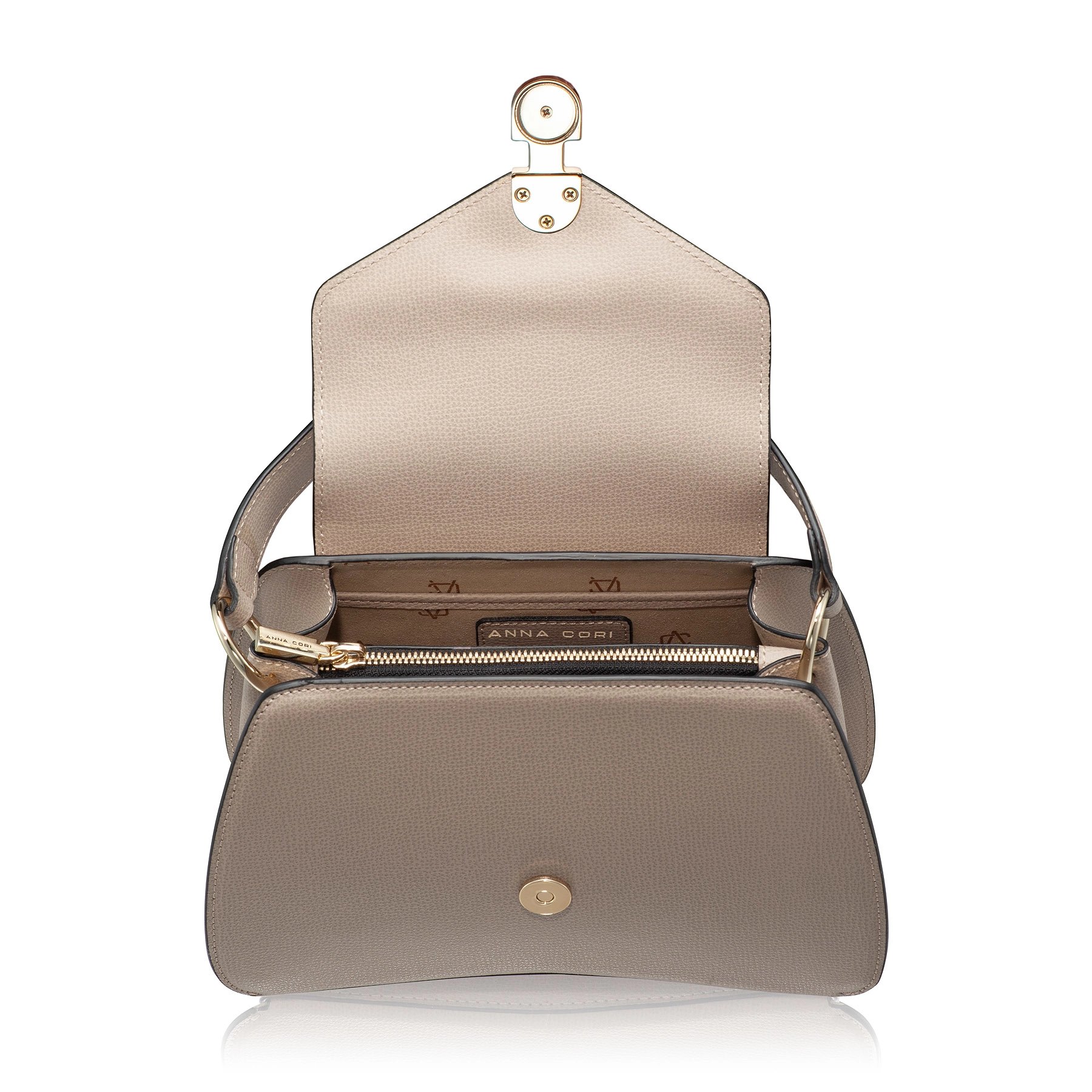 Women Leather Handbag ANERA 02 VIT STAMP TAUPE