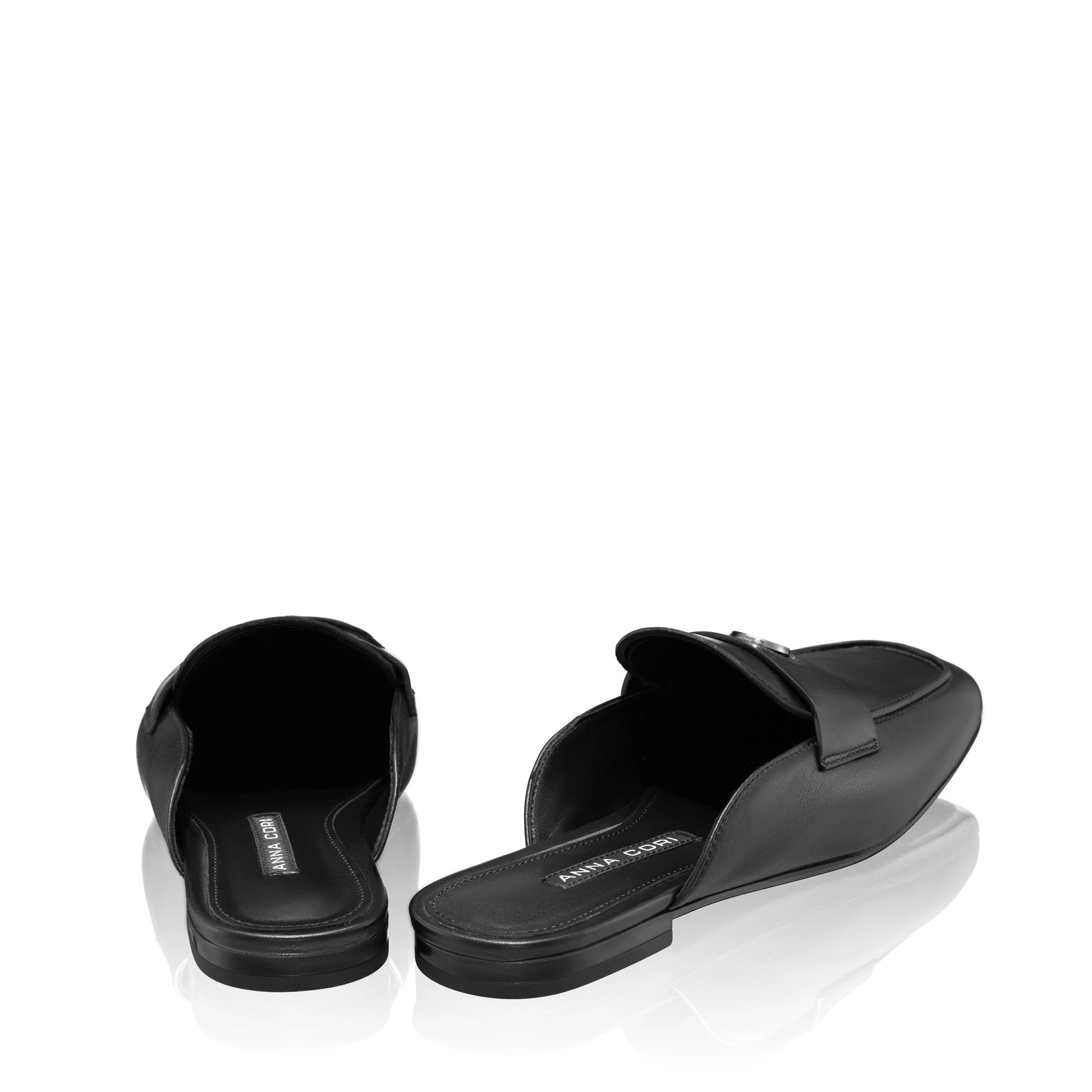 Women Leather Mules 8121 Vitello Black