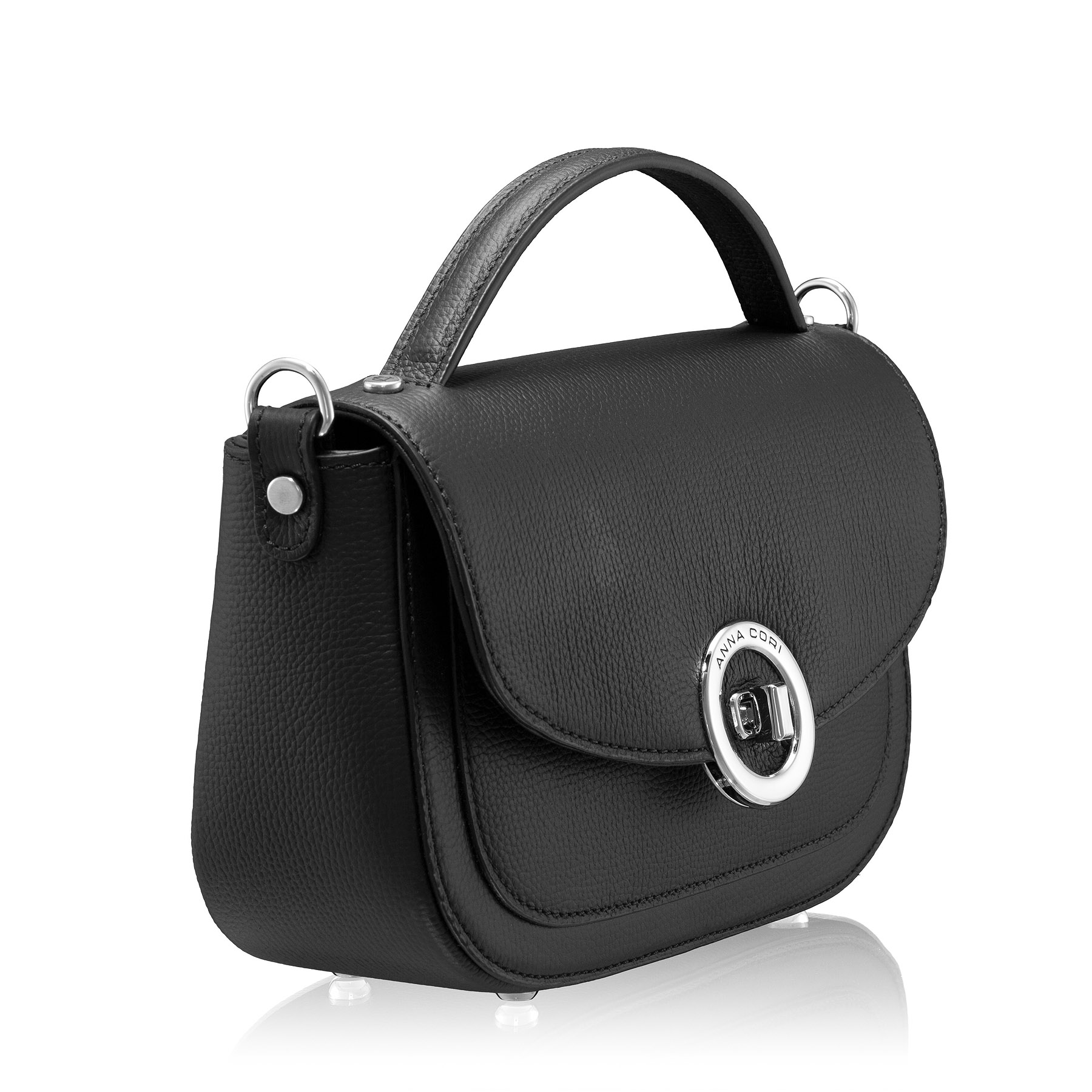 Women Leather Handbag ENA 04 BOTTALATO BLACK