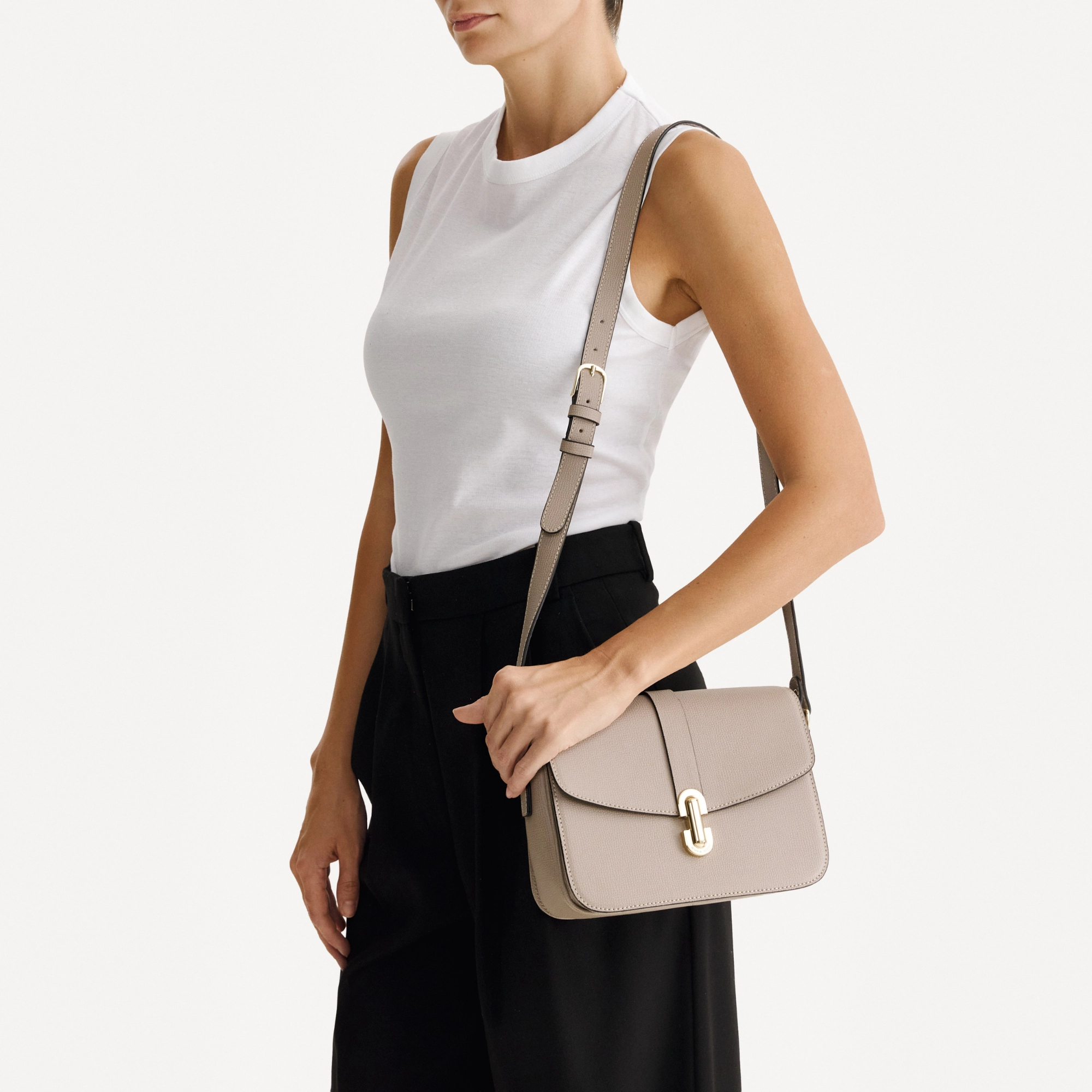 Women Leather Hand Bag ANERA 01 VIT STAMP TAUPE
