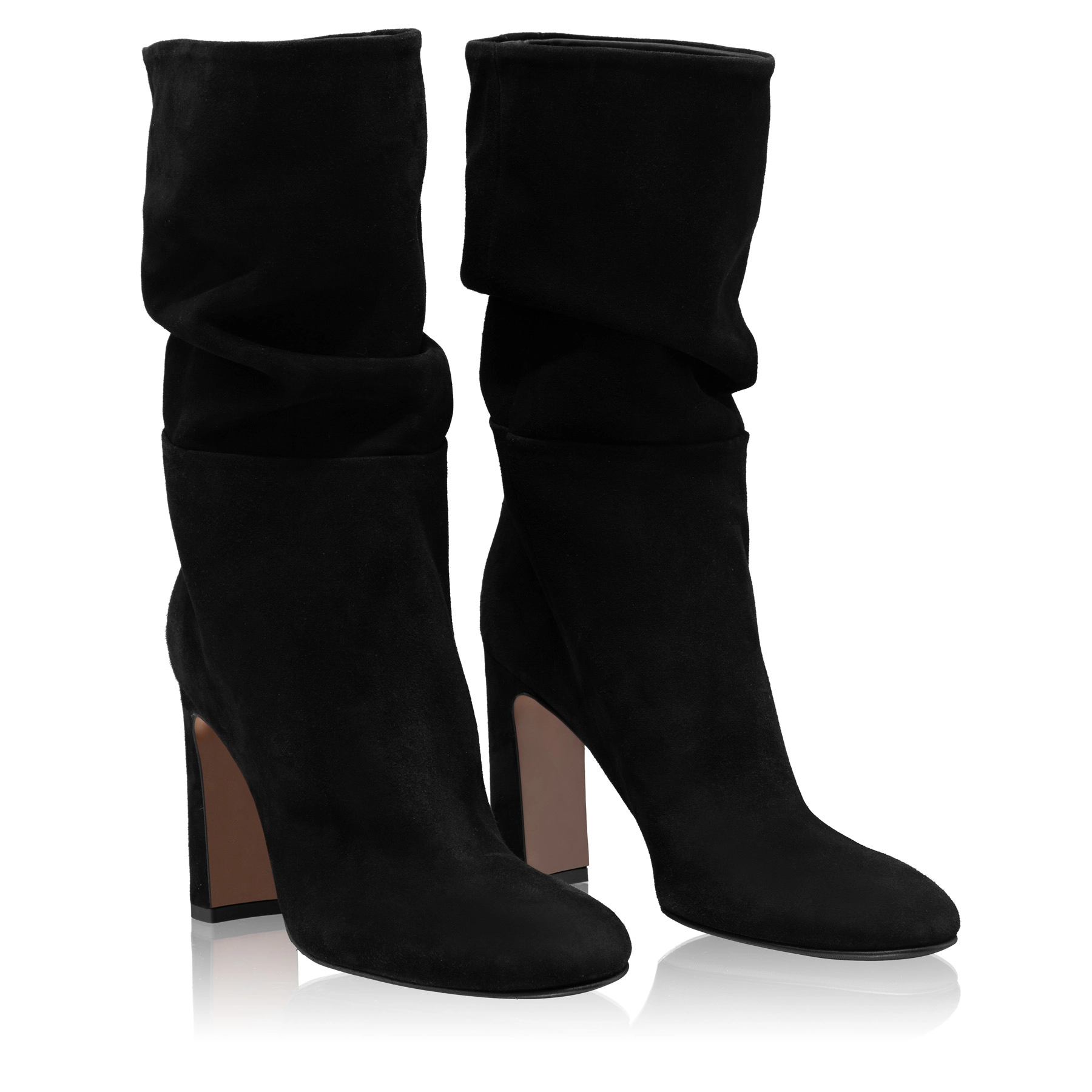 Women Suede Leather High-heel Boots 6399 Camoscio Black