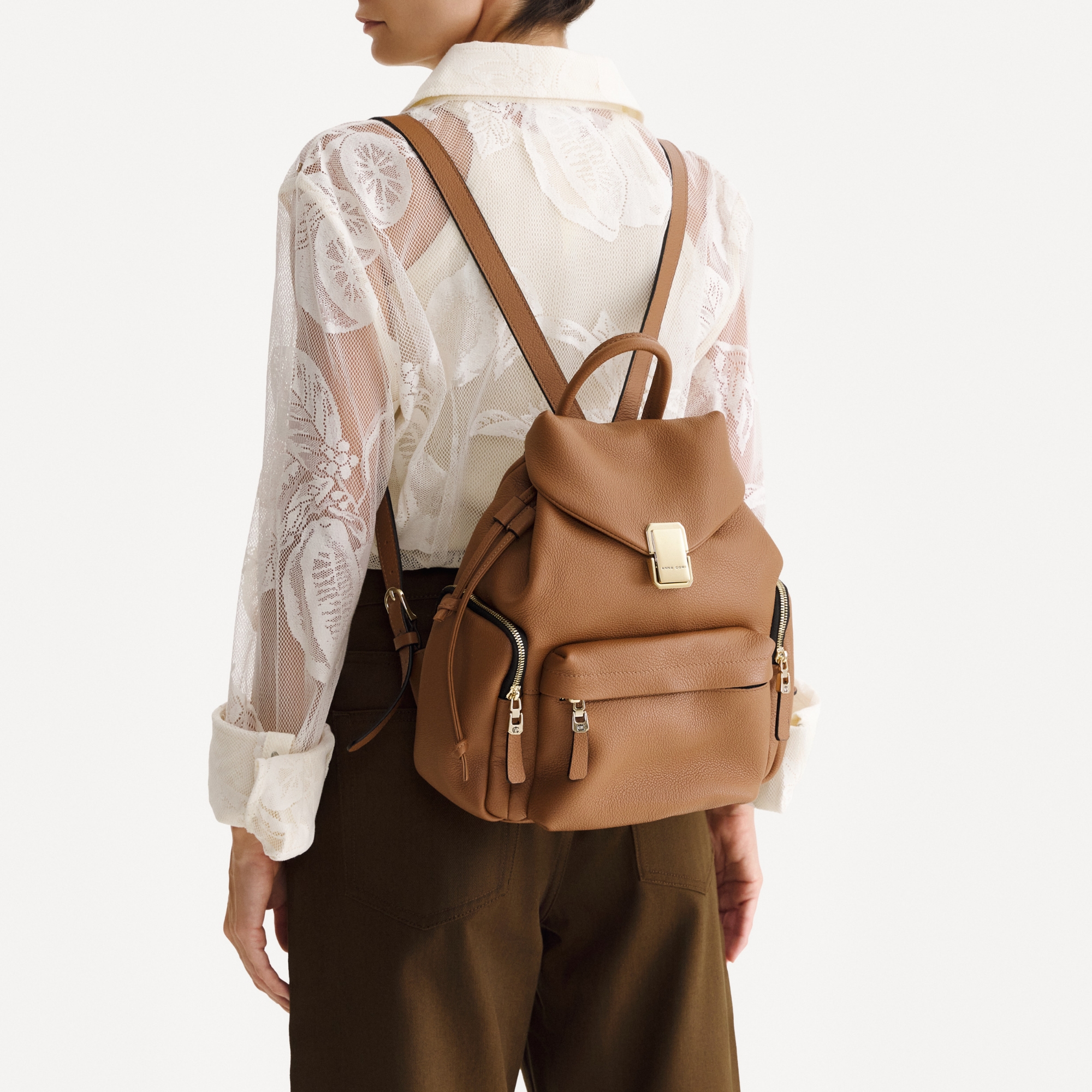 Women Leather Backpack JUDY 01 BOTTALATO CUOIO