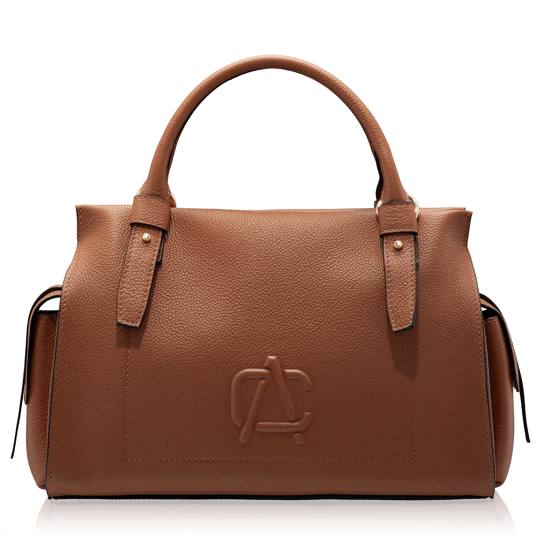 Women Leather Handbag BECA 02 BOTTALATO CUOIO