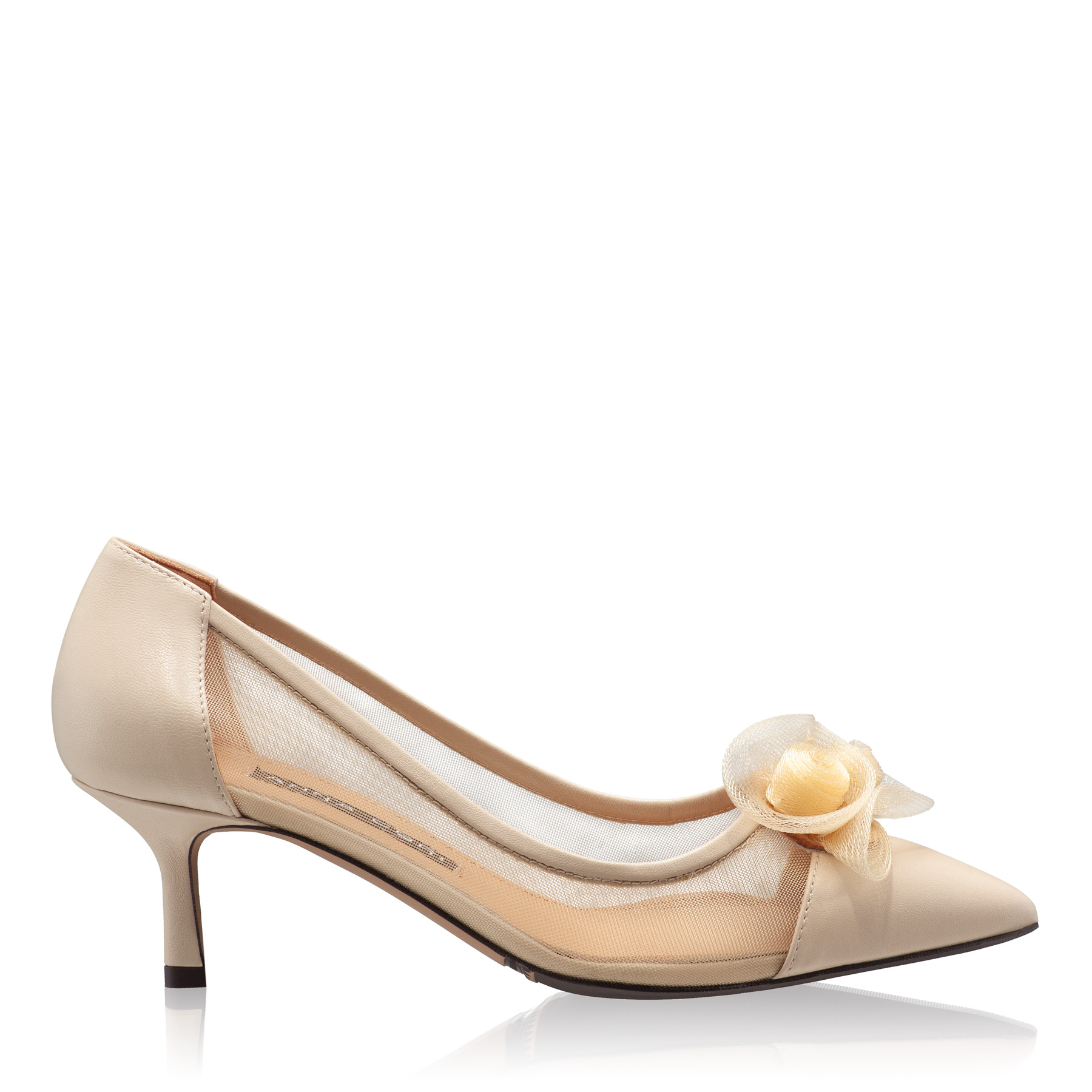 Women Elegant Shoes 8081 Vitello+Beige Mesh