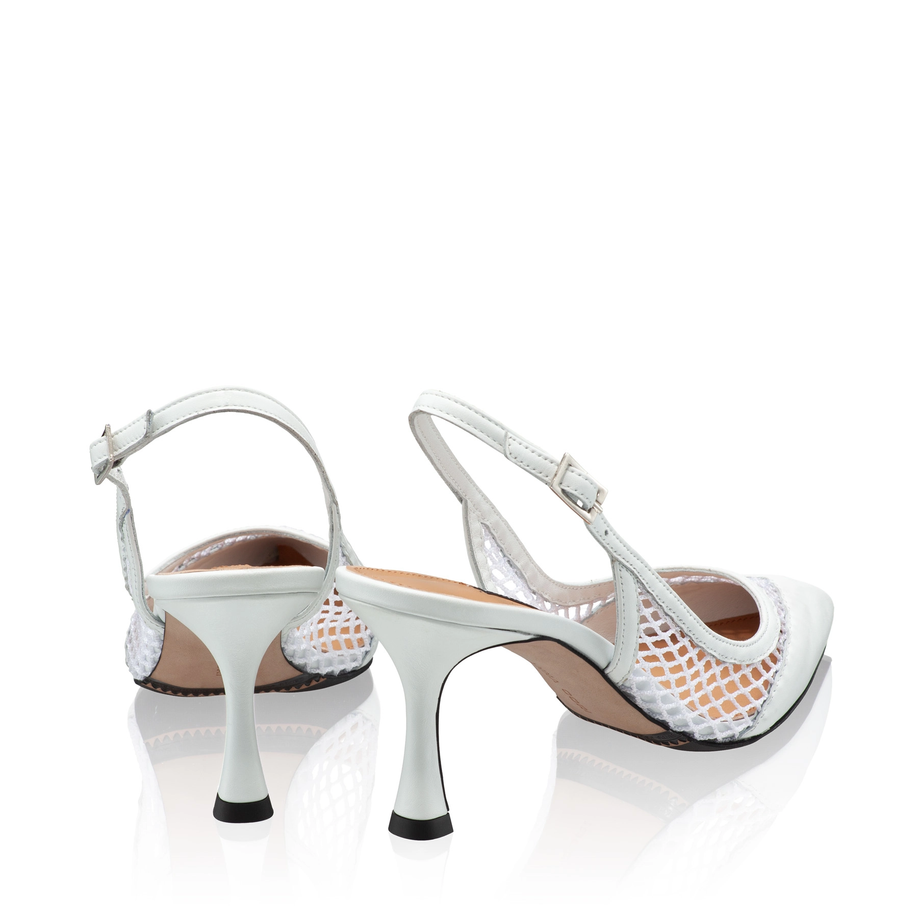 Women Leather Sandals 8095 Vitello+Rete White