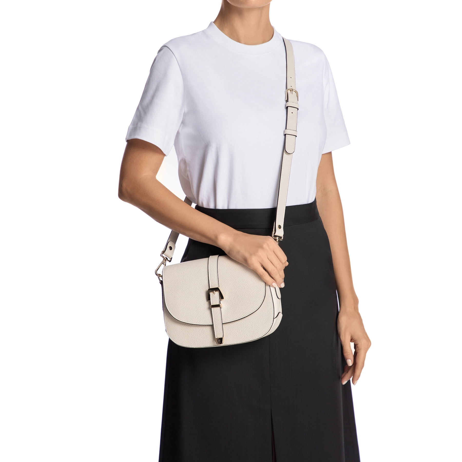 Women Leather Shoulder Bag MARIEL 02 BOTTALATO PANNA