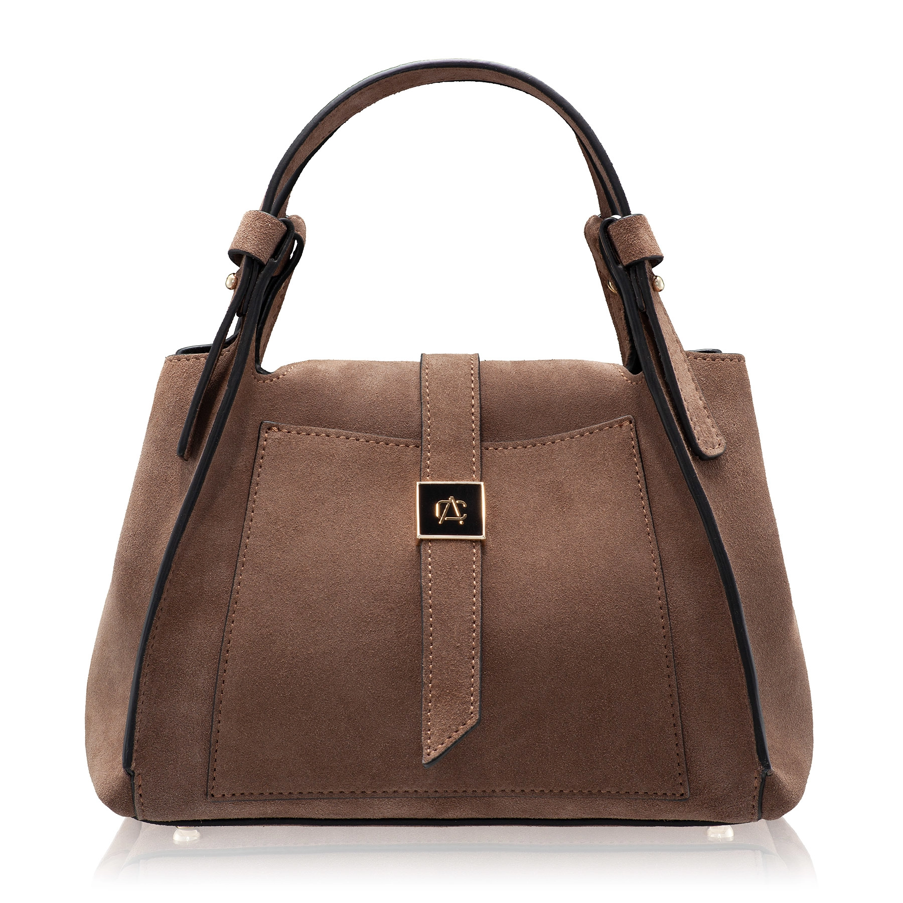 Women Suede Leather Handbag BLUMA 01 CROSTA FANGO