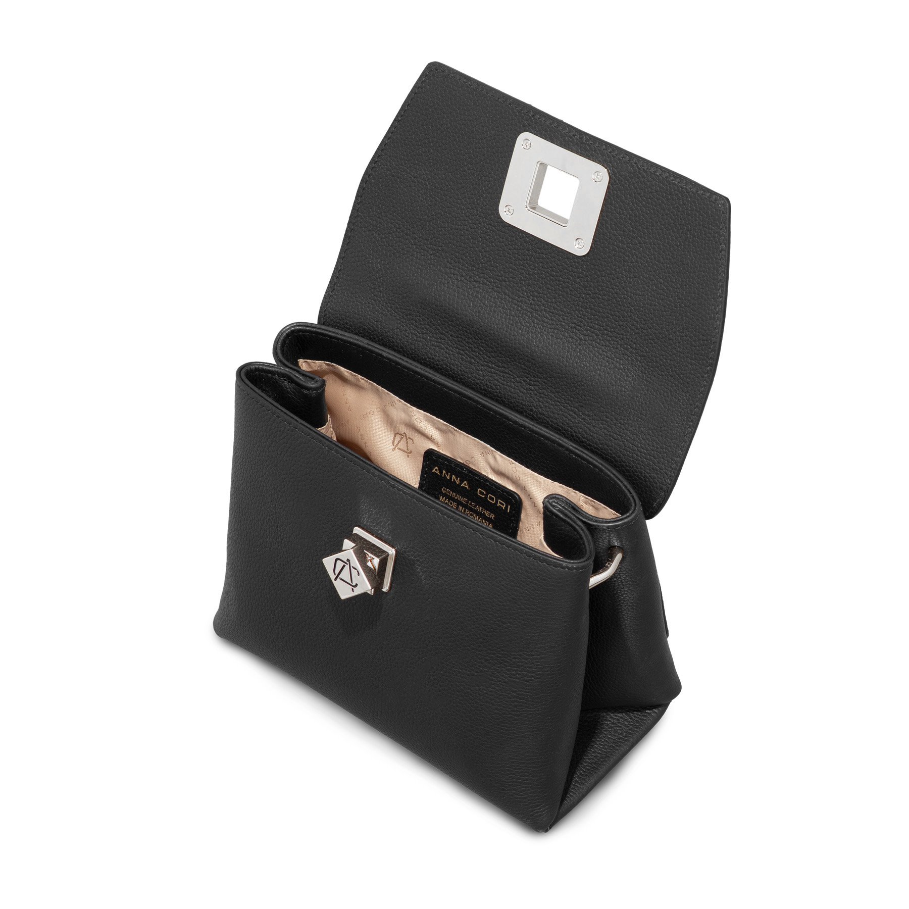 Women Leather Hand Bag GENNA 02 Bottalato Black