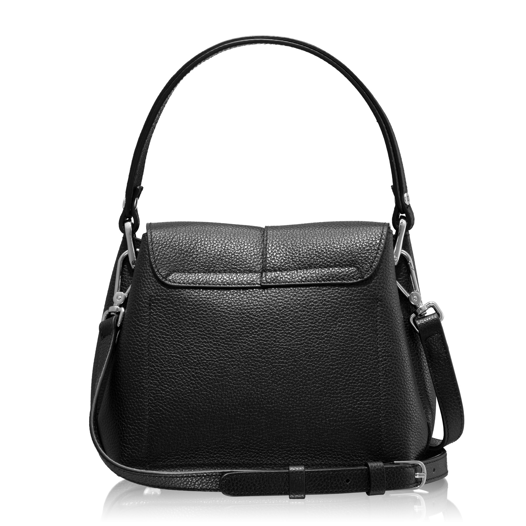 Women Leather Hand Bag CAYA 01 BOTTALATO BLACK