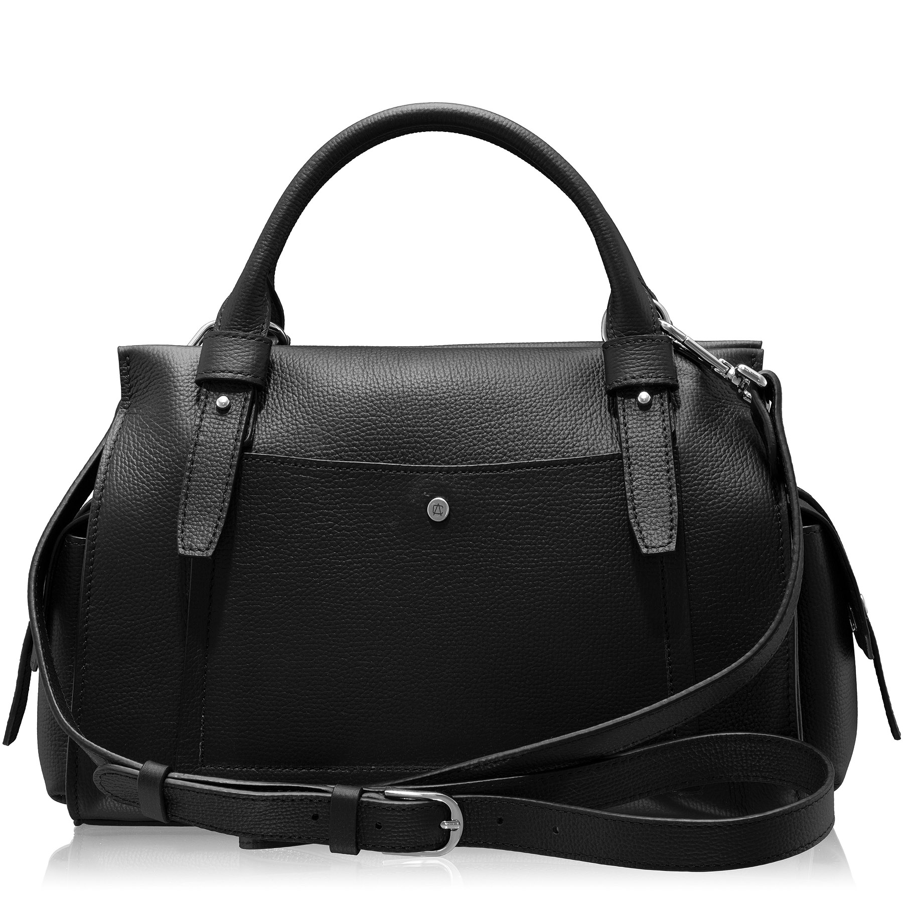 Women Leather Handbag BECA 02 BOTTALATO BLACK
