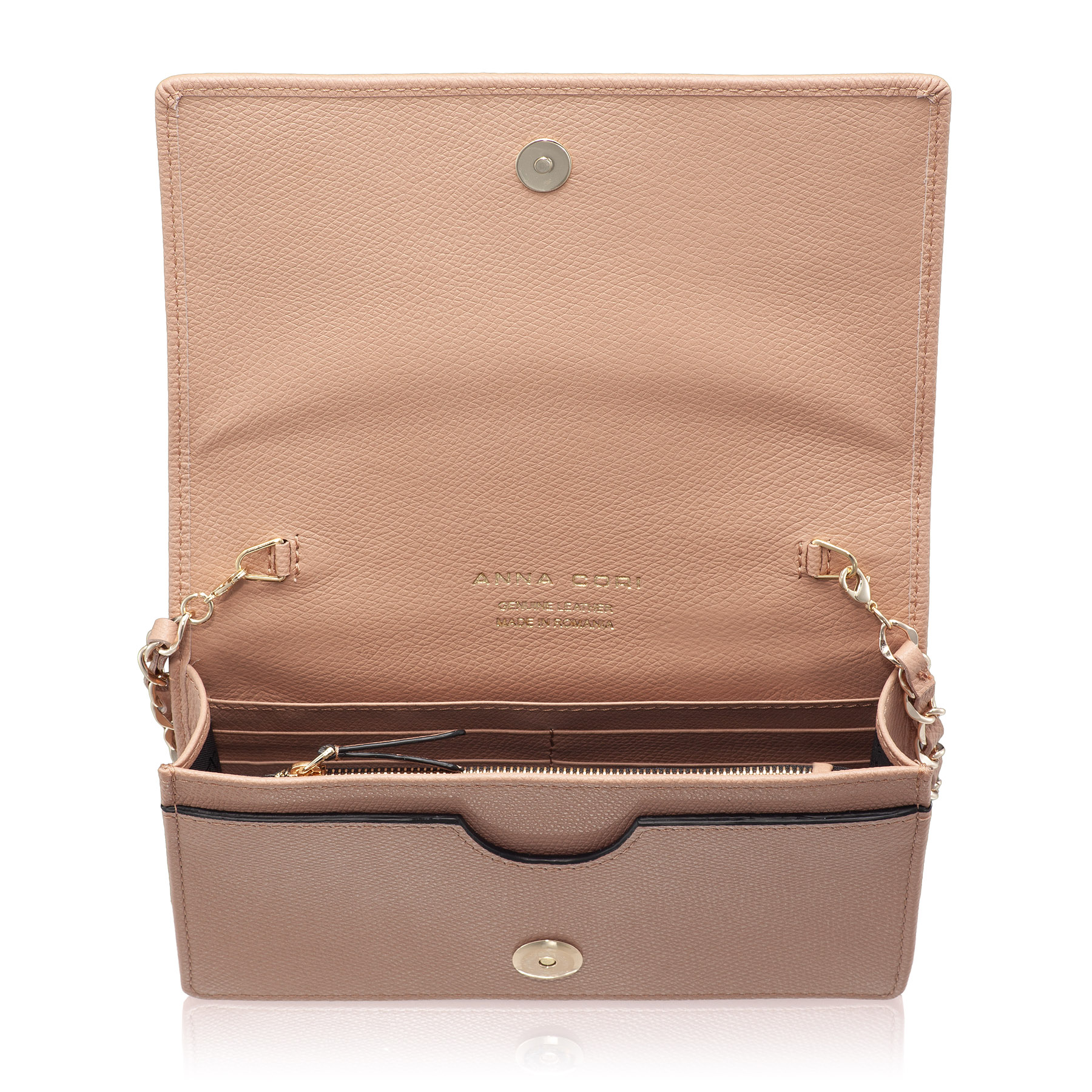 Women Leather clutch Bag ARNA 02 VITELLO STAMP POUDRE