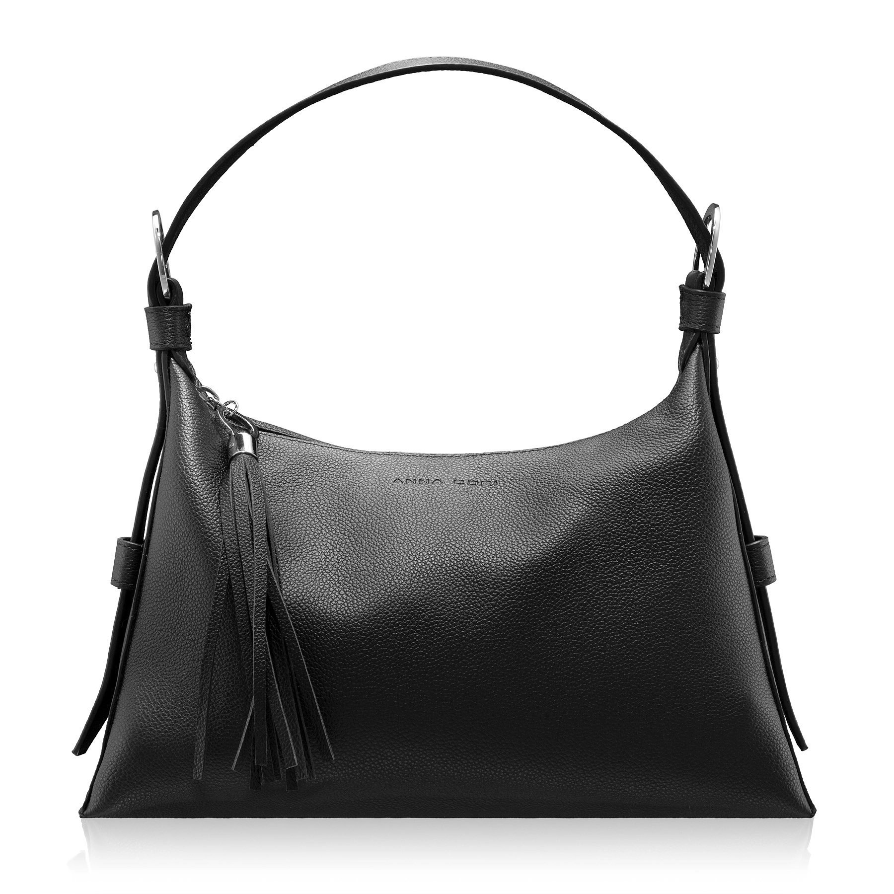 Women Leather Handbag DEYA 02 BOTTALATO BLACK
