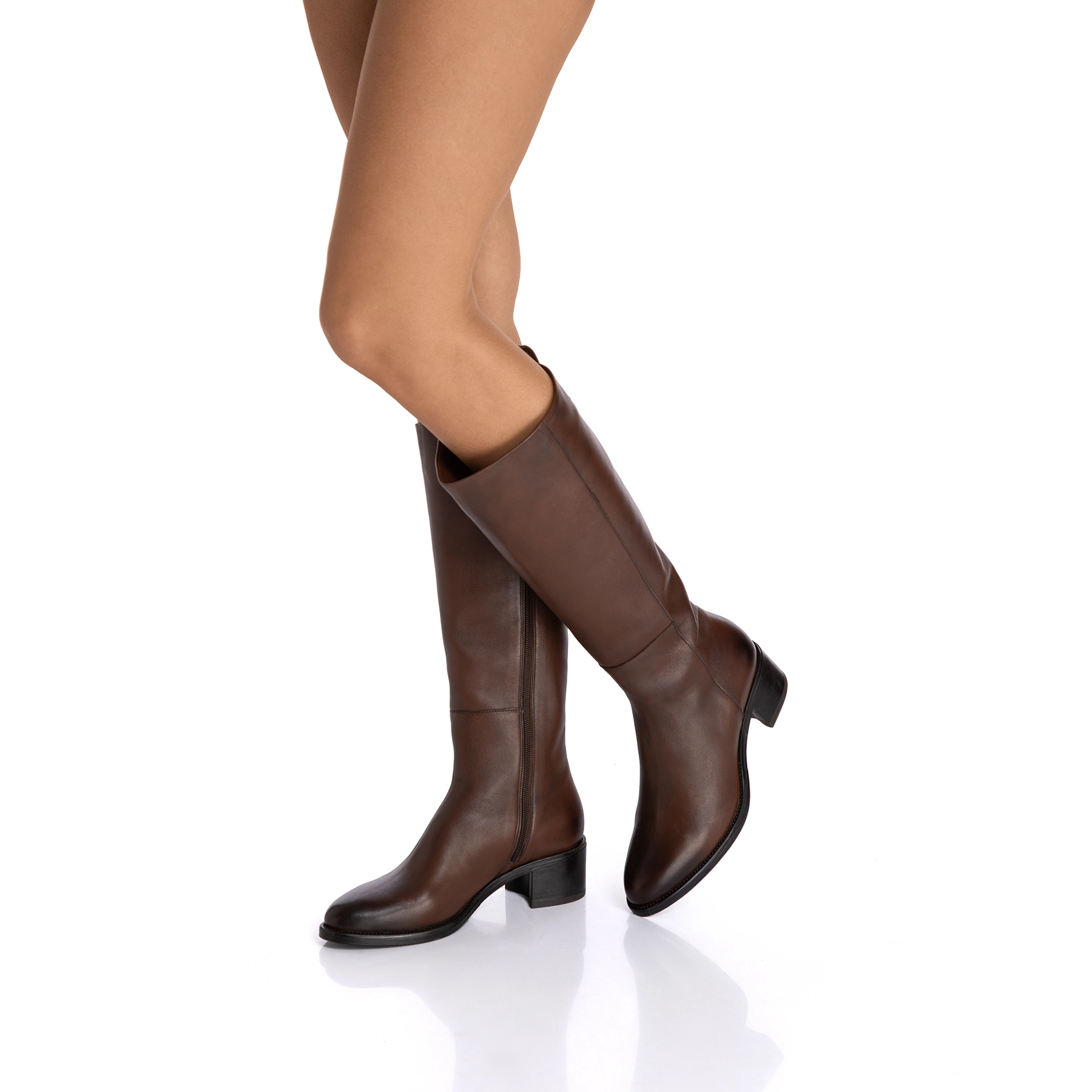 Women Leather Boots 5934 Vitello Brown