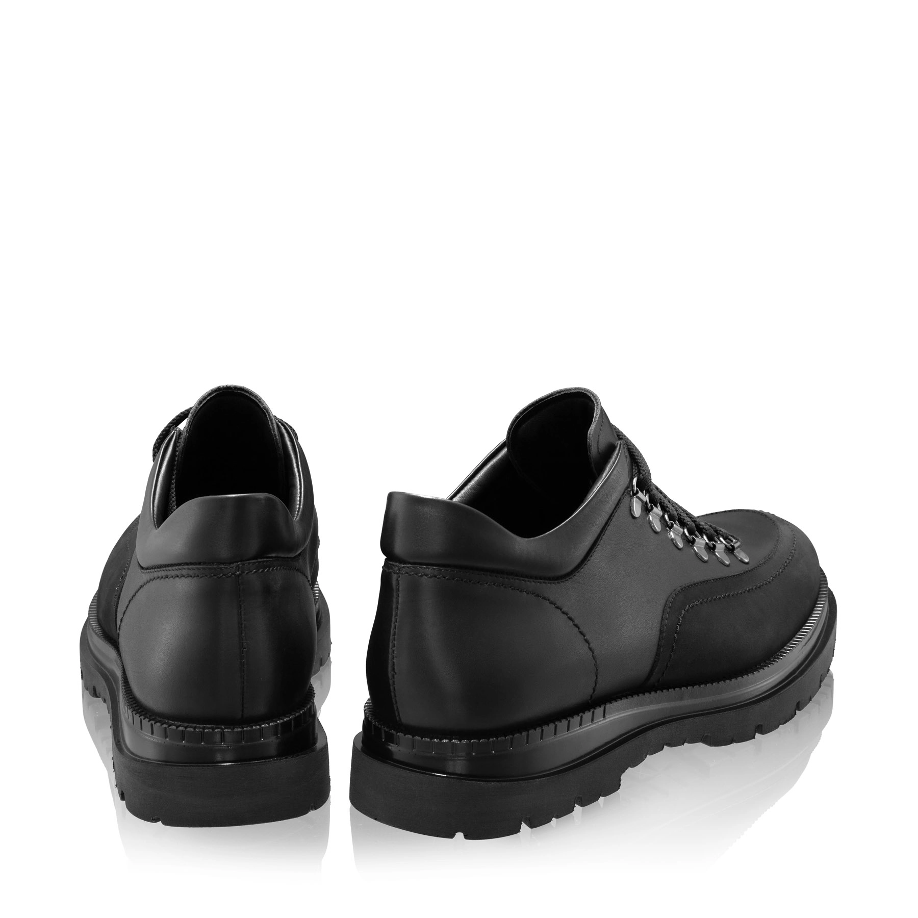 Men Genuine Leather Casual Shoes 7757 Vitello+Nabuck Black