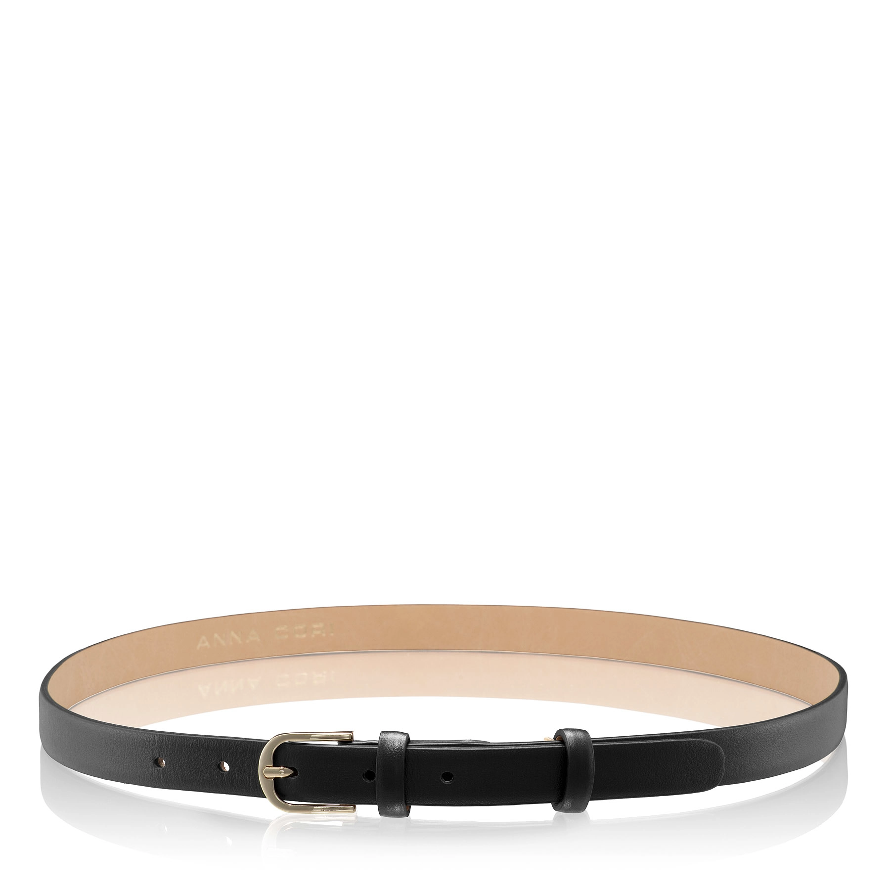 Women Genuine Leather Belt 58 Vitello Black