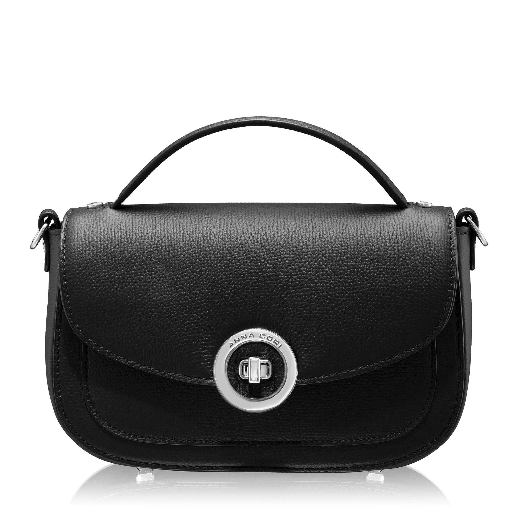 Women Leather Handbag ENA 04 BOTTALATO BLACK