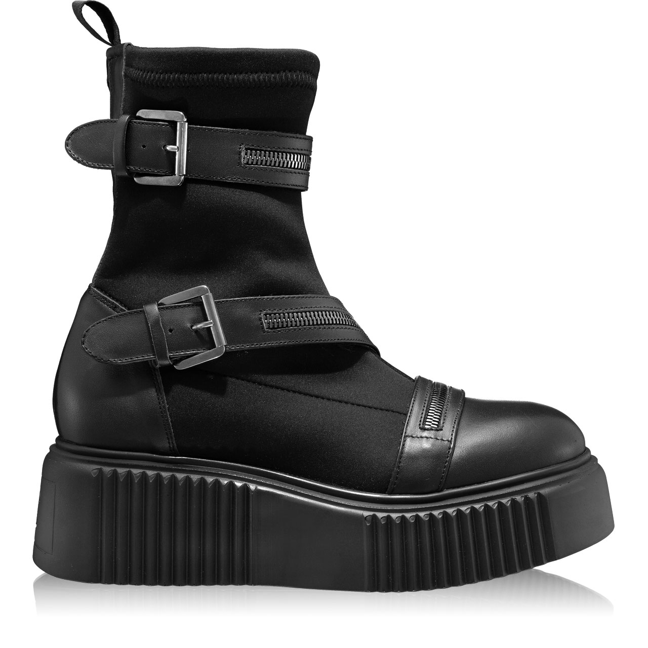 Women Leather Boots 7131 Vitello+Stretch Black