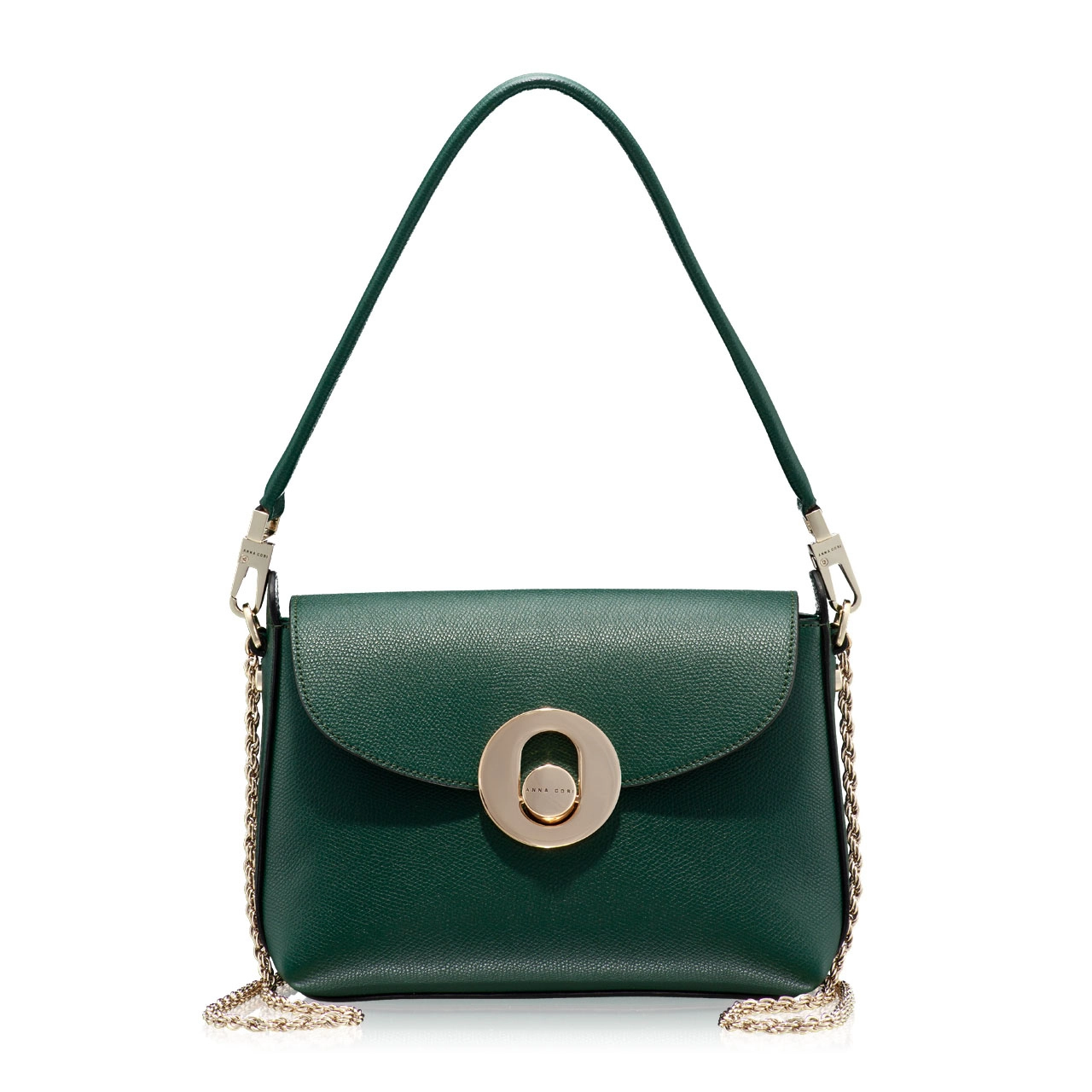 Women Leather Shoulder Bag KARMA VIT STAMP GREEN