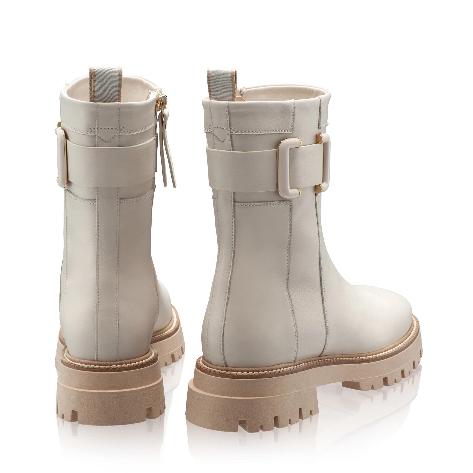 Women's genuine Leather Ankle-Boots 8163 Vitello Panna