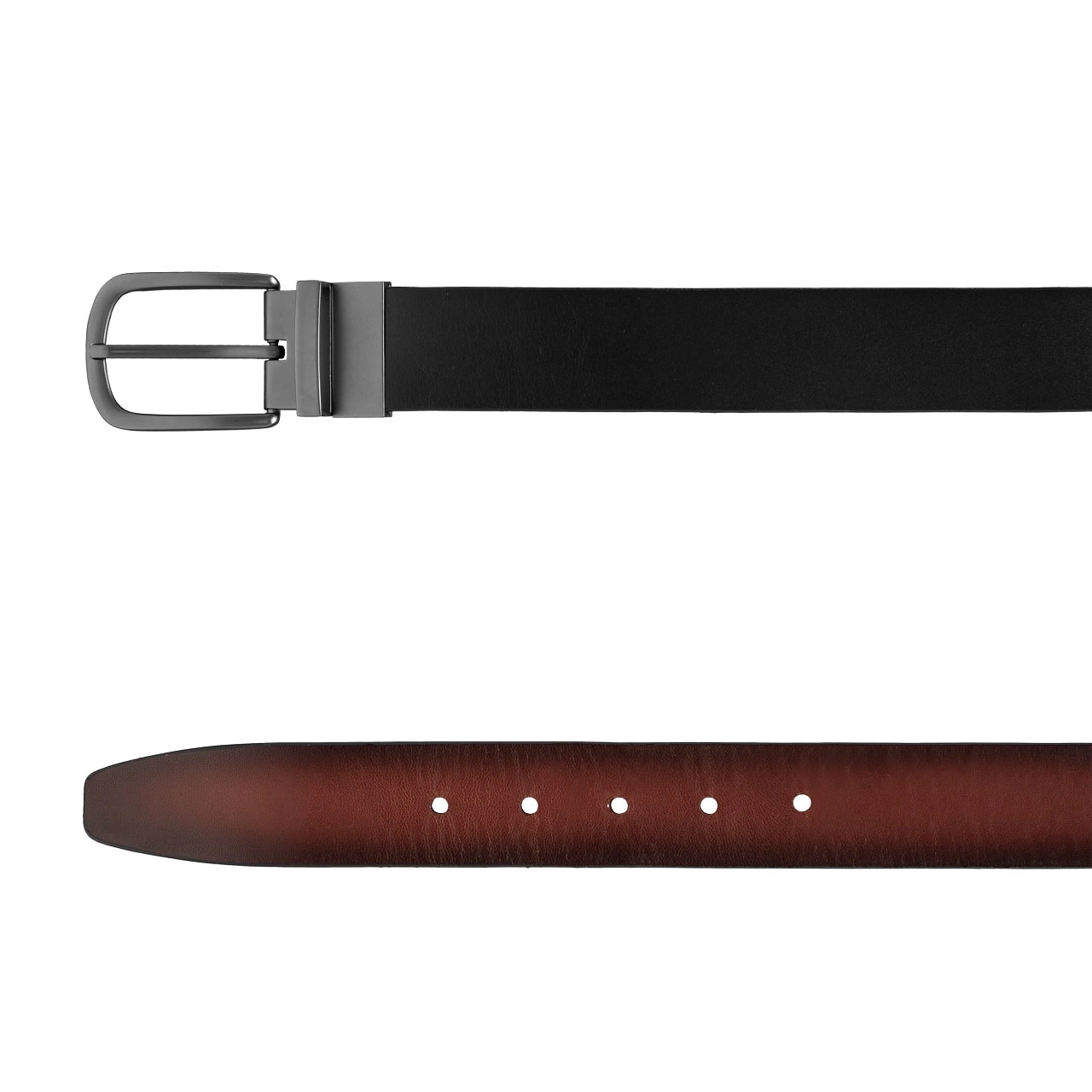 Leather Men Belt  88 VIT BLACK+BROWN