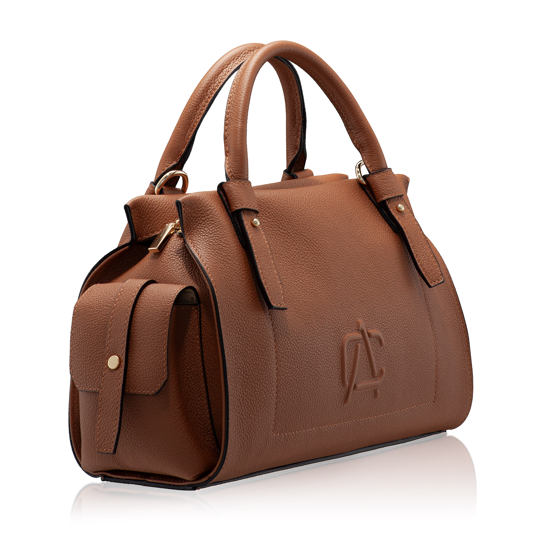 Women Leather Handbag BECA 02 BOTTALATO CUOIO