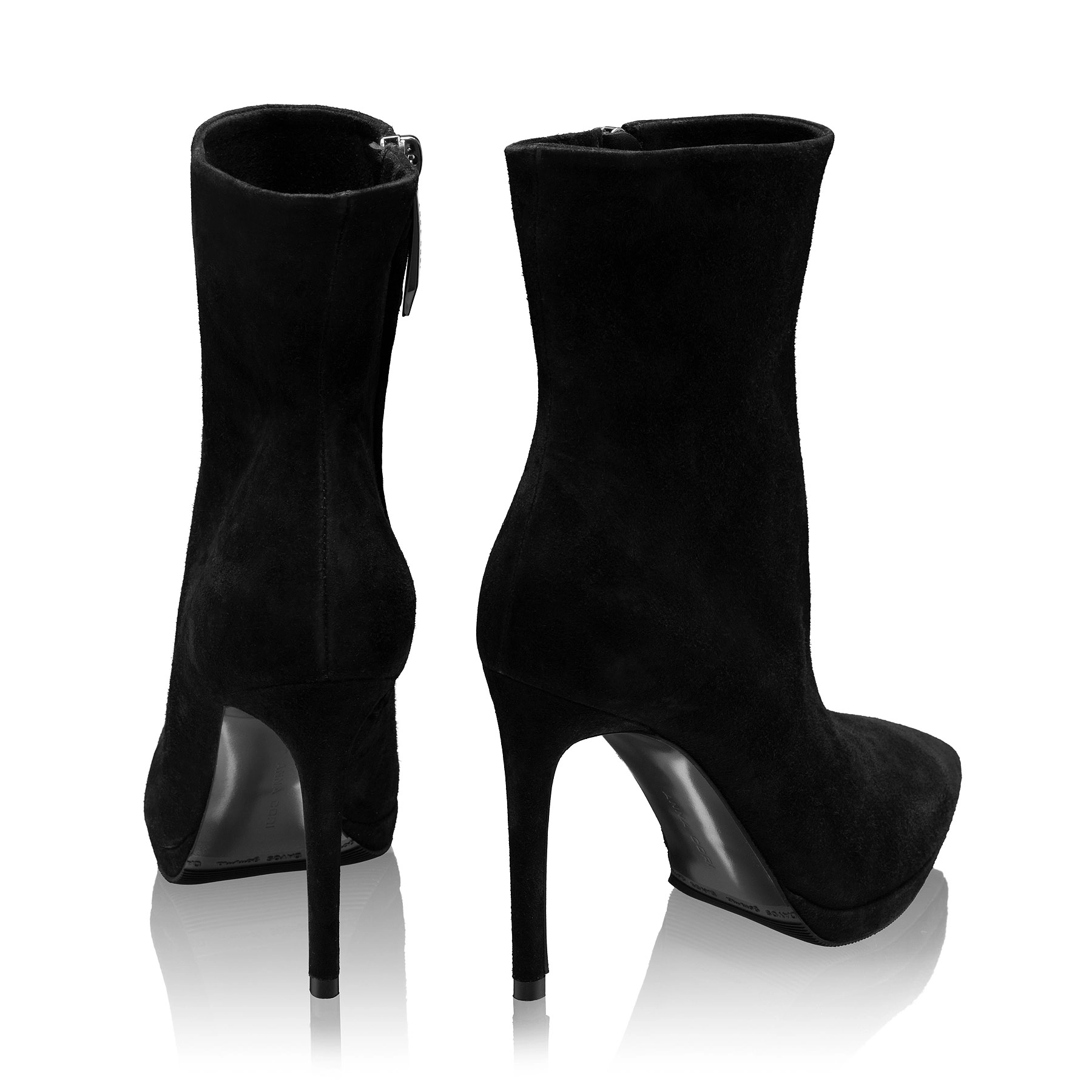 High-heel leather ankle boots 4330 Camoscio Black