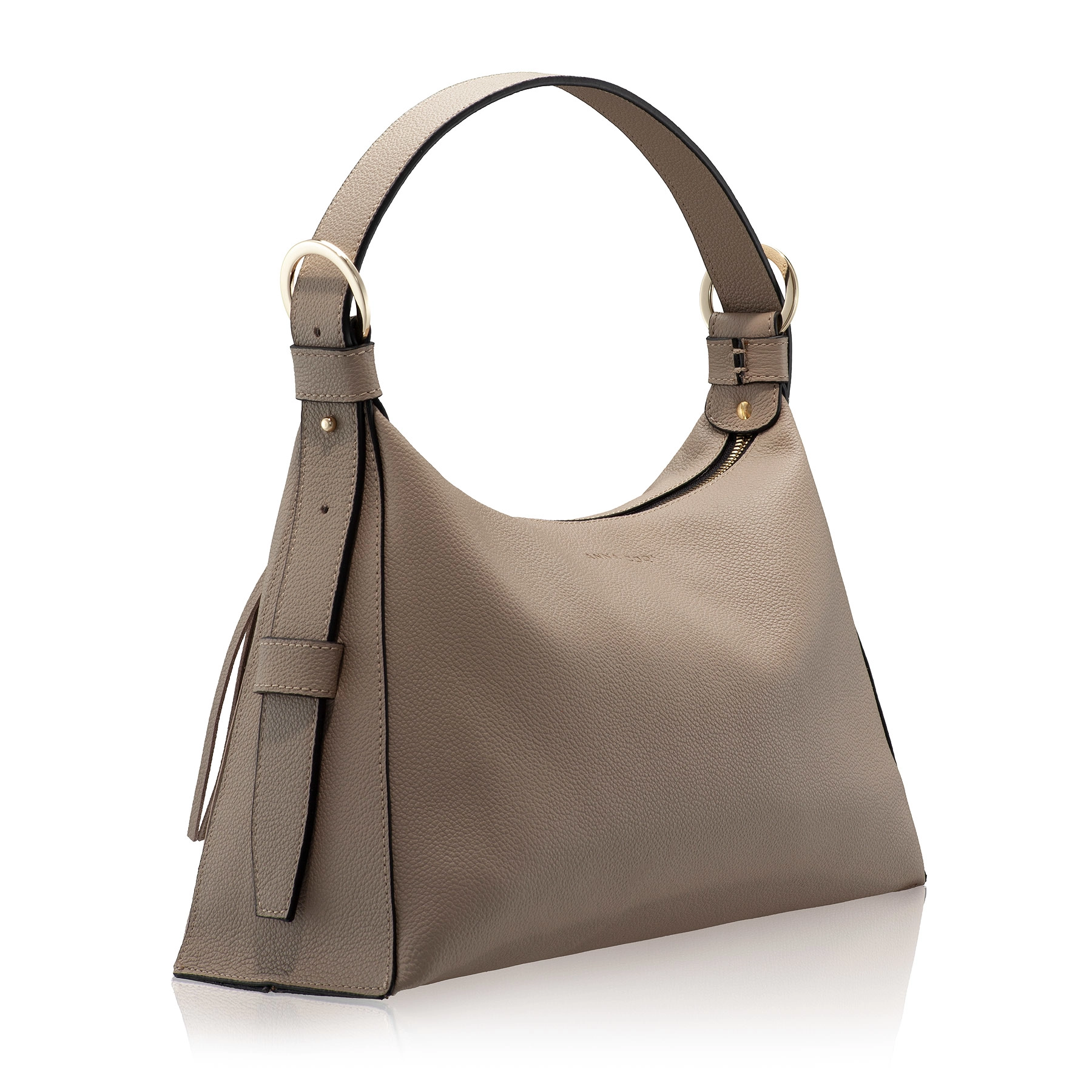 Women Leather Handbag DEYA 02 BOTTALATO TAUPE