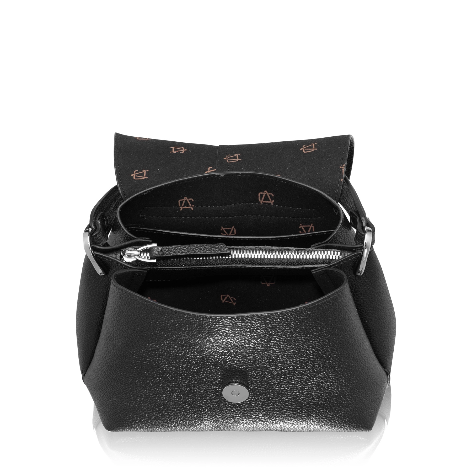 Women Leather Hand Bag CAYA 01 BOTTALATO BLACK