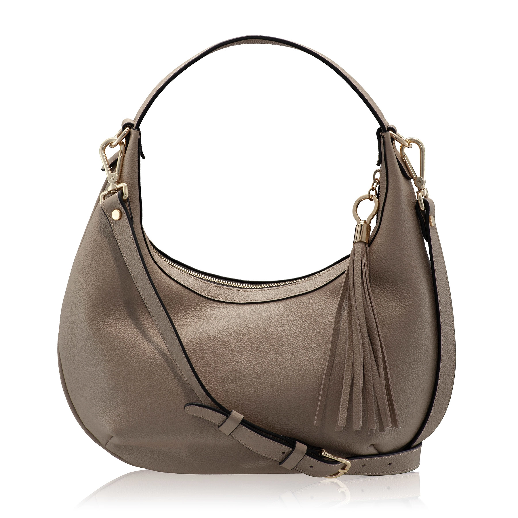 Women Leather Hand Bag NORY 01 BOTTALATO TAUPE