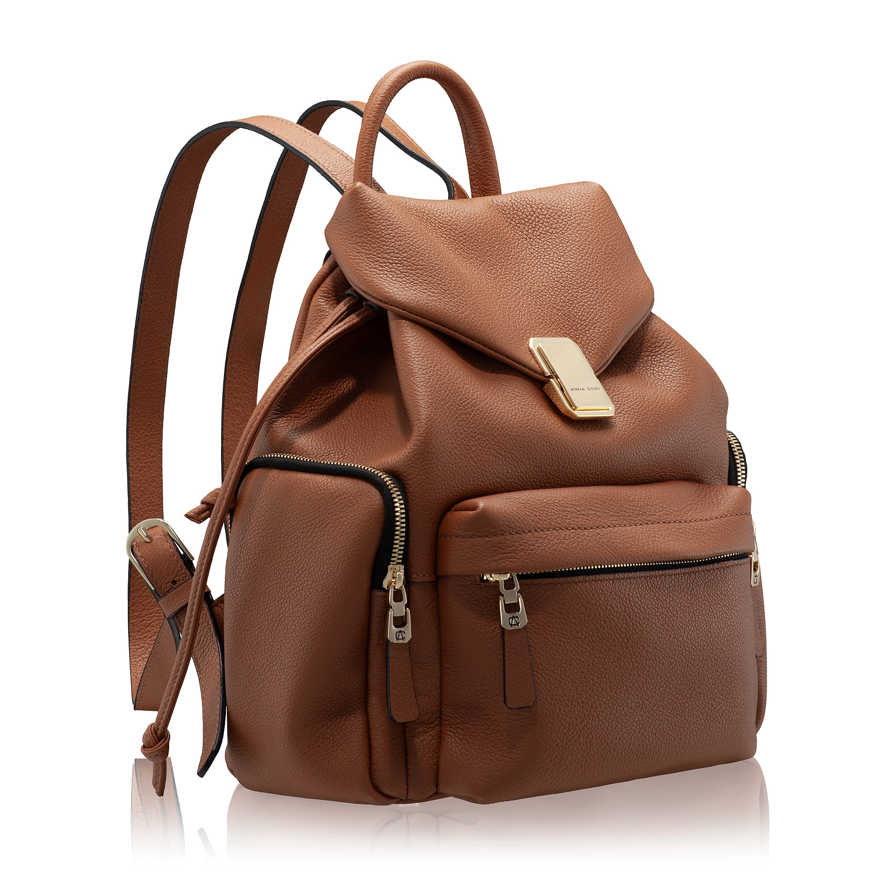 Women Leather Backpack JUDY 01 BOTTALATO CUOIO