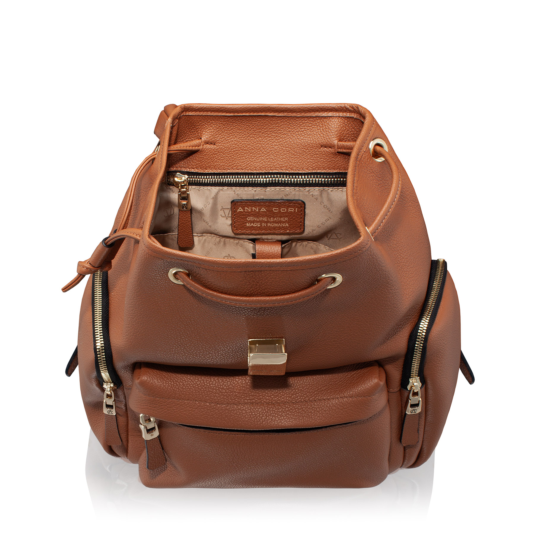 Women Leather Backpack JUDY 01 BOTTALATO CUOIO