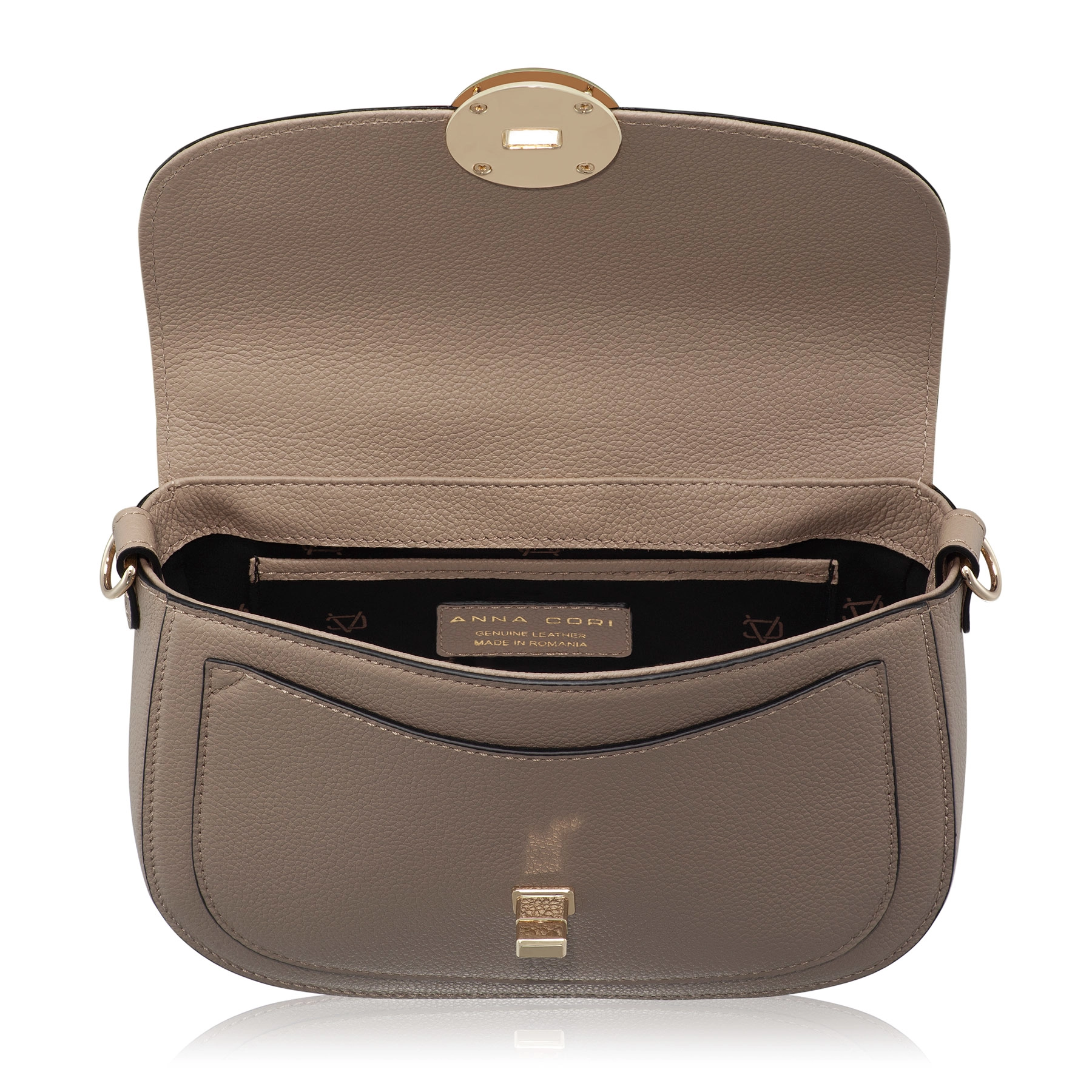 Women Leather Handbag ENA 04 BOTTALATO TAUPE