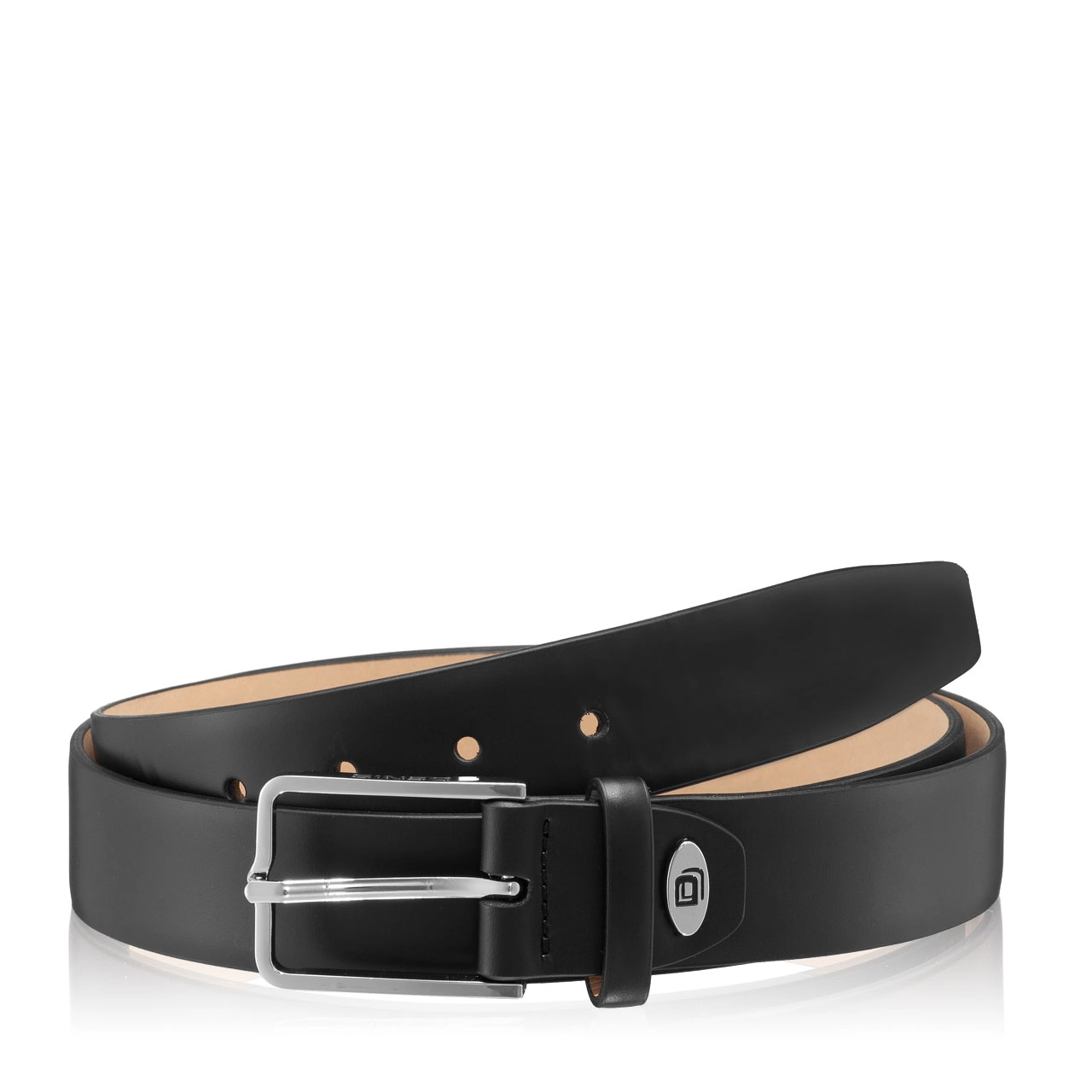 Leather Men Belt  85 VITELLO BLACK