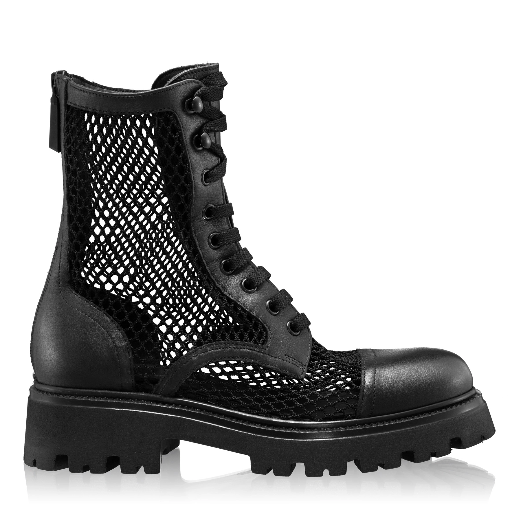 Women Leather Casual Boots 8118 Vitello+Mesh Black