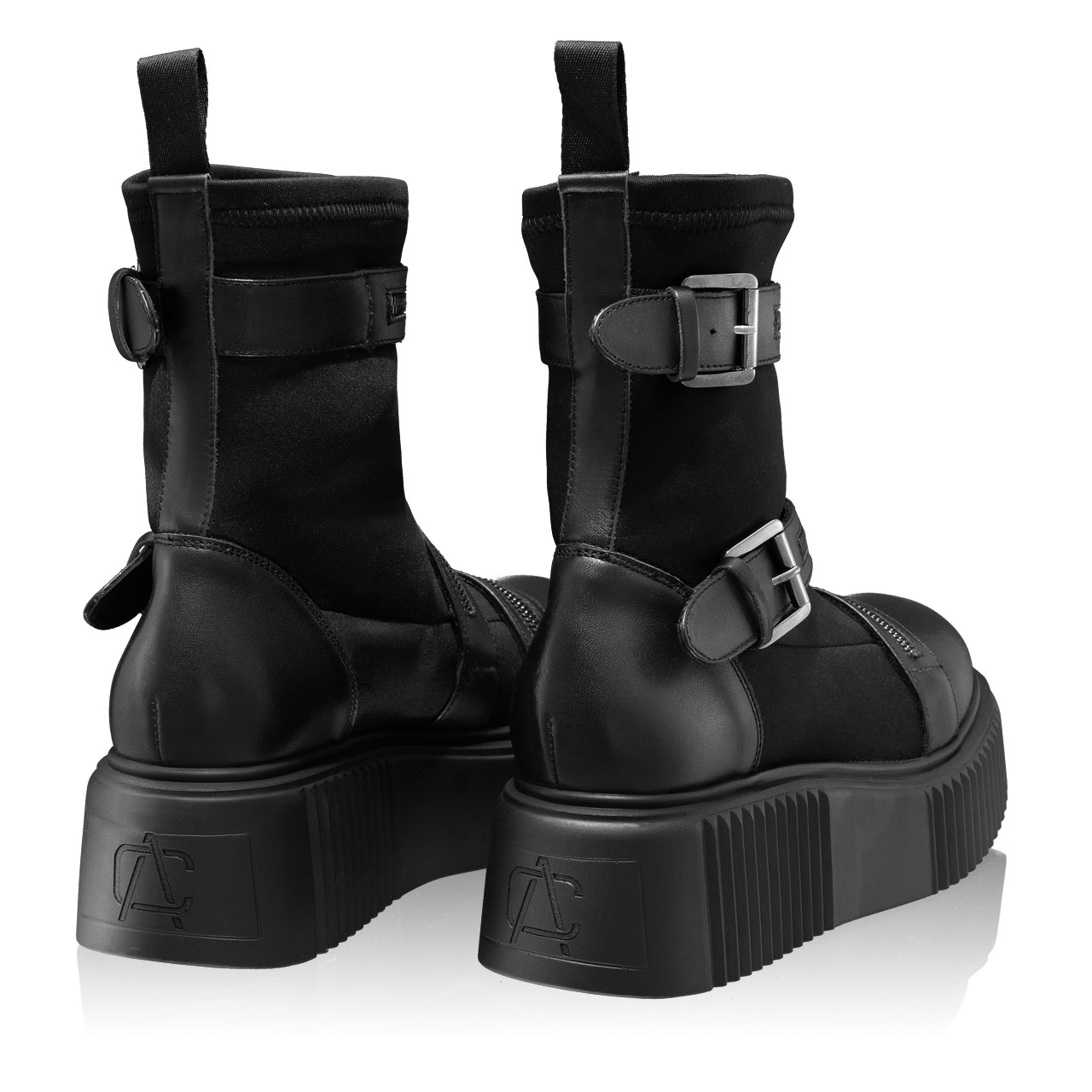Women Leather Boots 7131 Vitello+Stretch Black