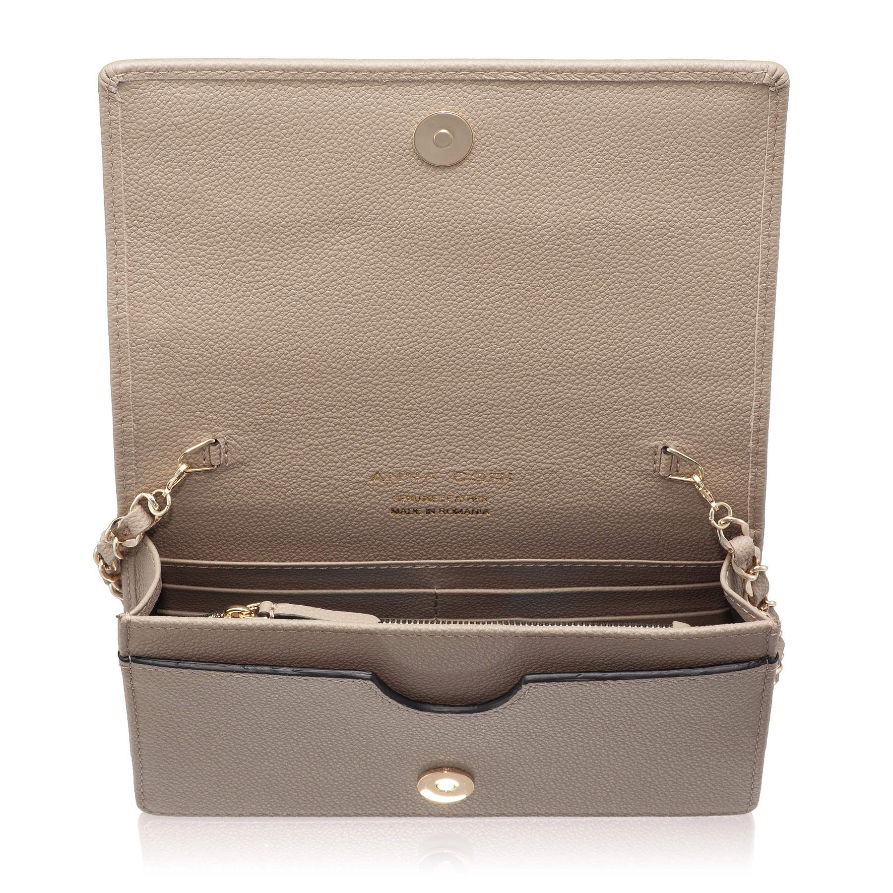 Women Leather clutch Bag ARNA 02 BOTTALATO TAUPE