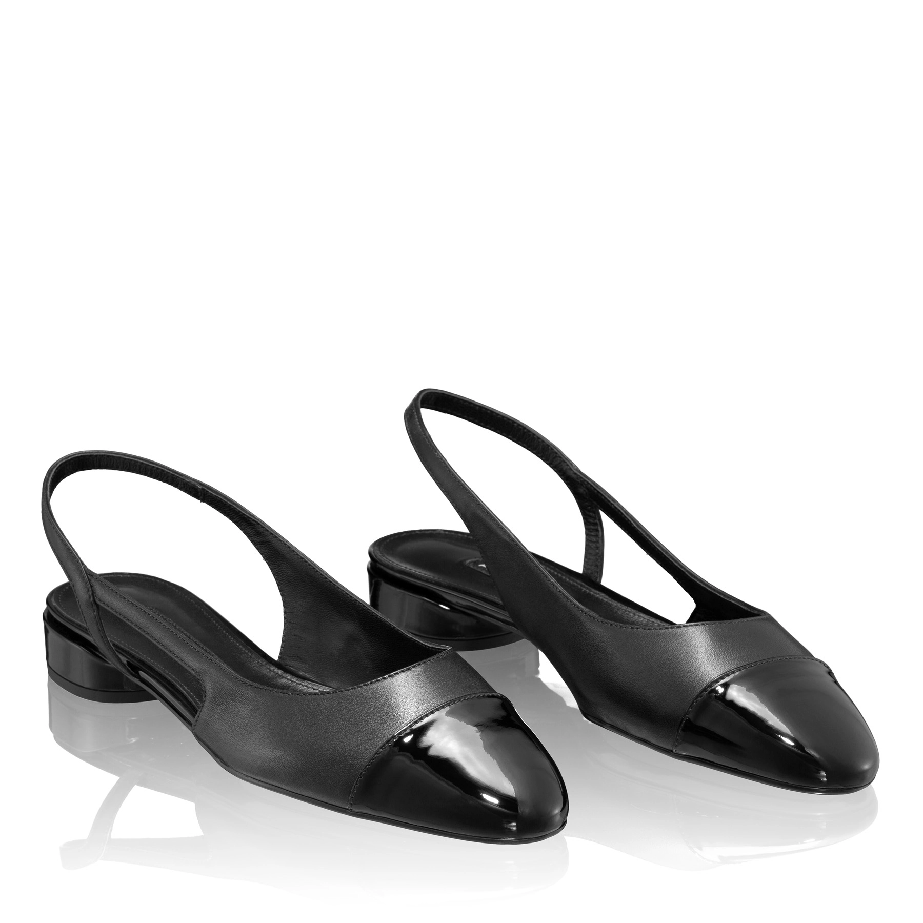 Mid-heel Slingback Pumps 8078 Vitello+Lac Black