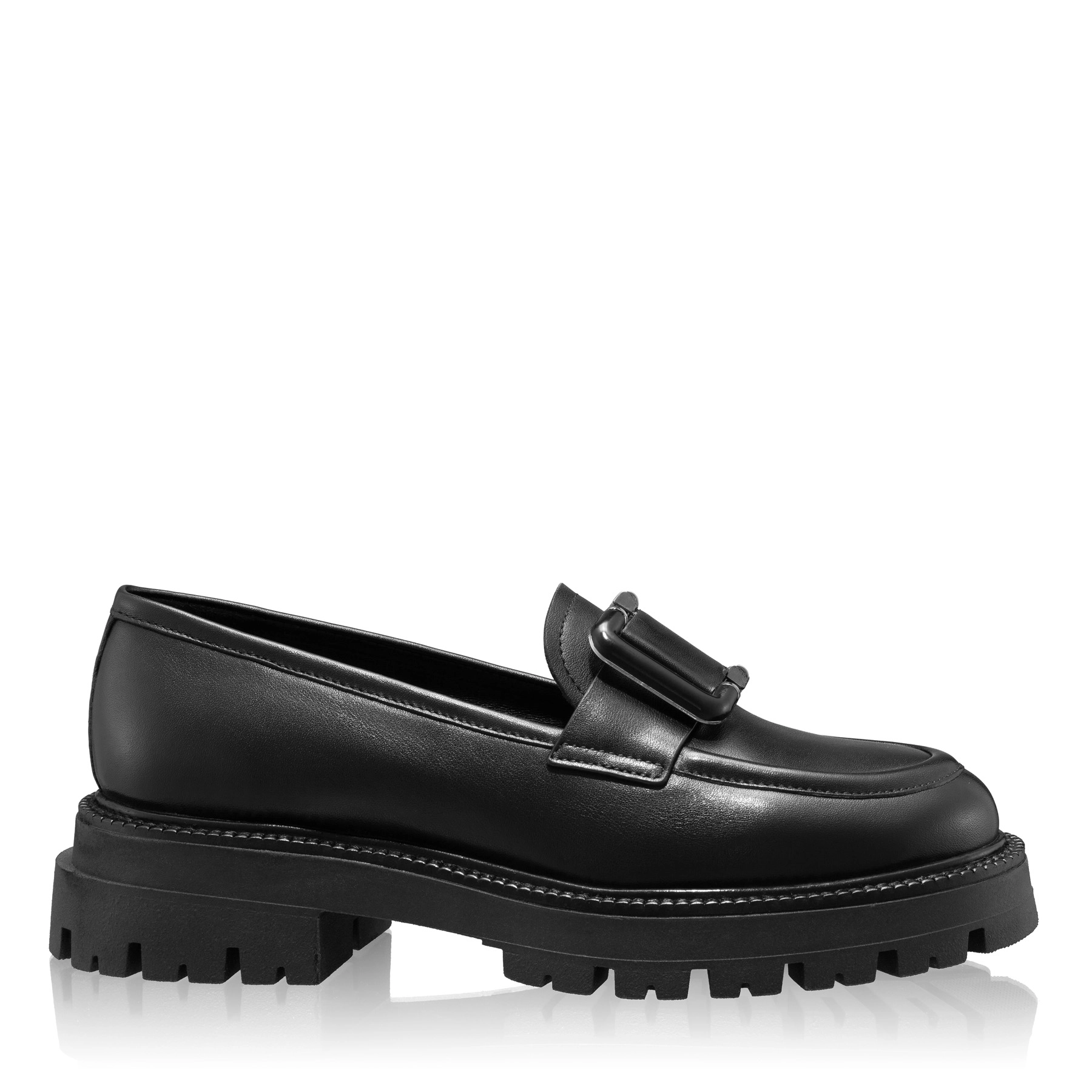 Women Casual Leather Loafers 8165 Vitello Black