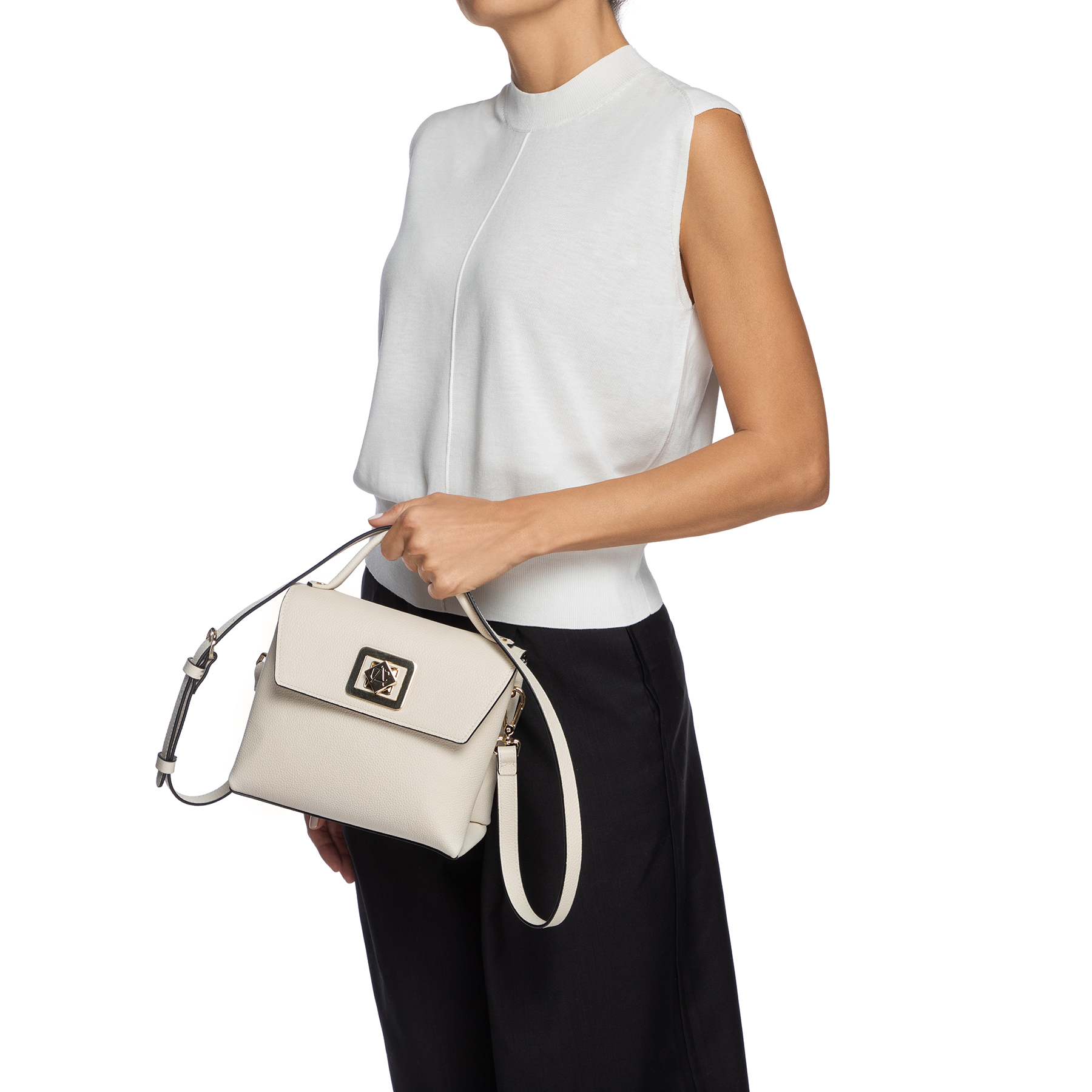 Women Leather Hand Bag GENNA 02 BOTTALATO PANNA