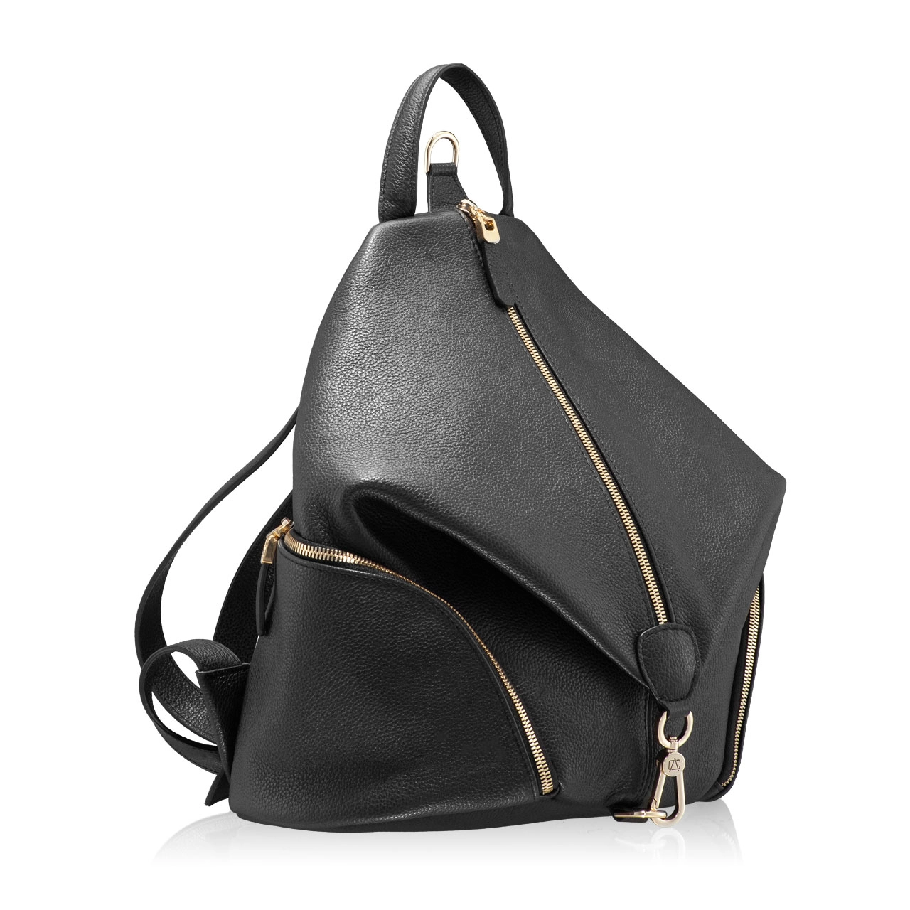 Women Leather Backpack AMERY BOTTALATO BLACK