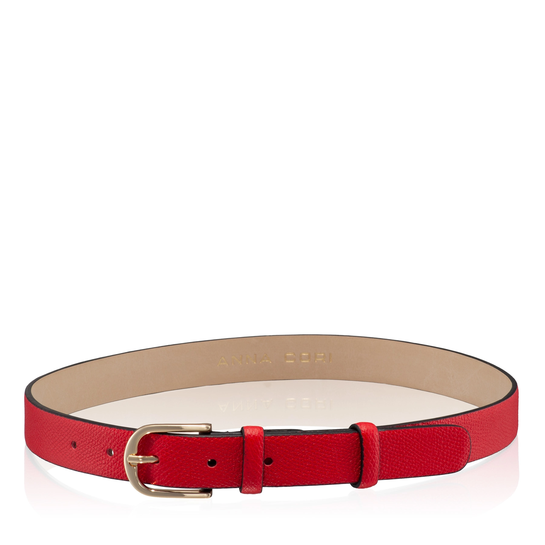 Women Leather belt 59 VITELLO STAMP RED
