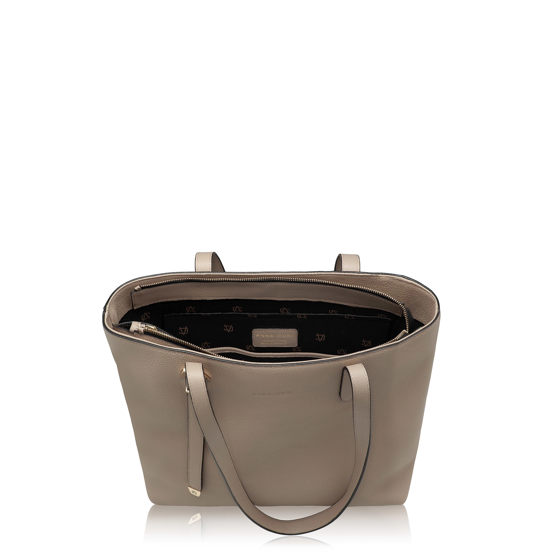 Women Leather Shoulder Bag MARIEL 03 BOTTALATO TAUPE
