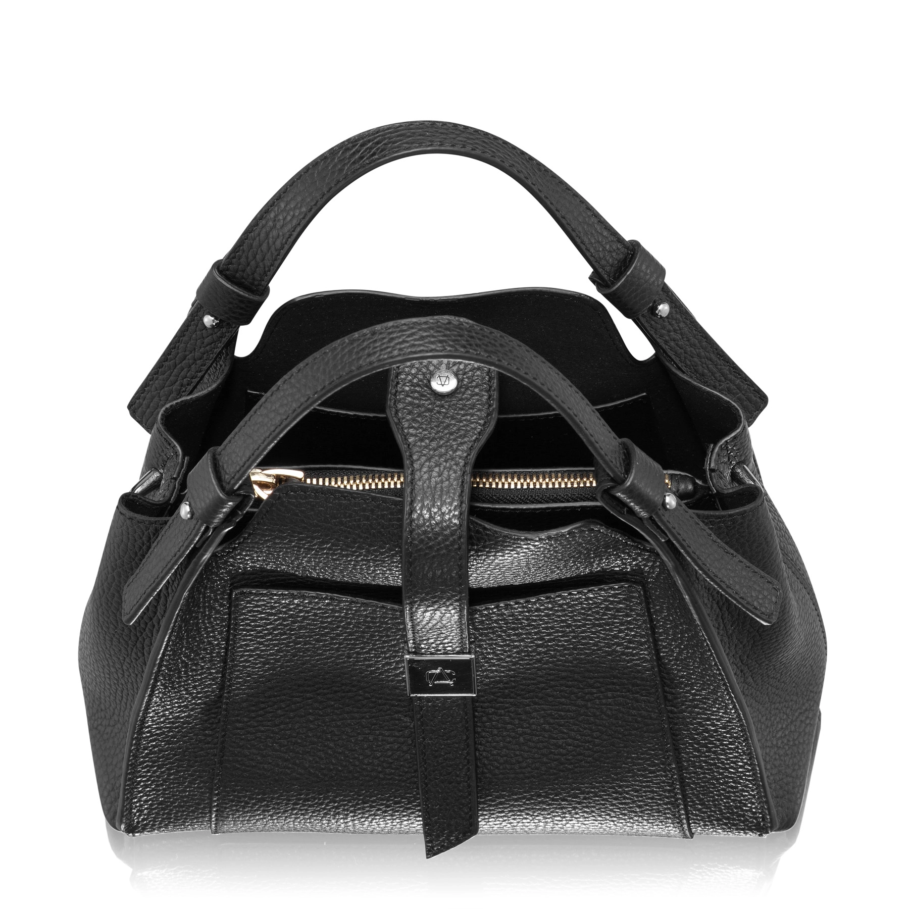 Women Leather Handbag BLUMA 01 BOTTALATO BLACK