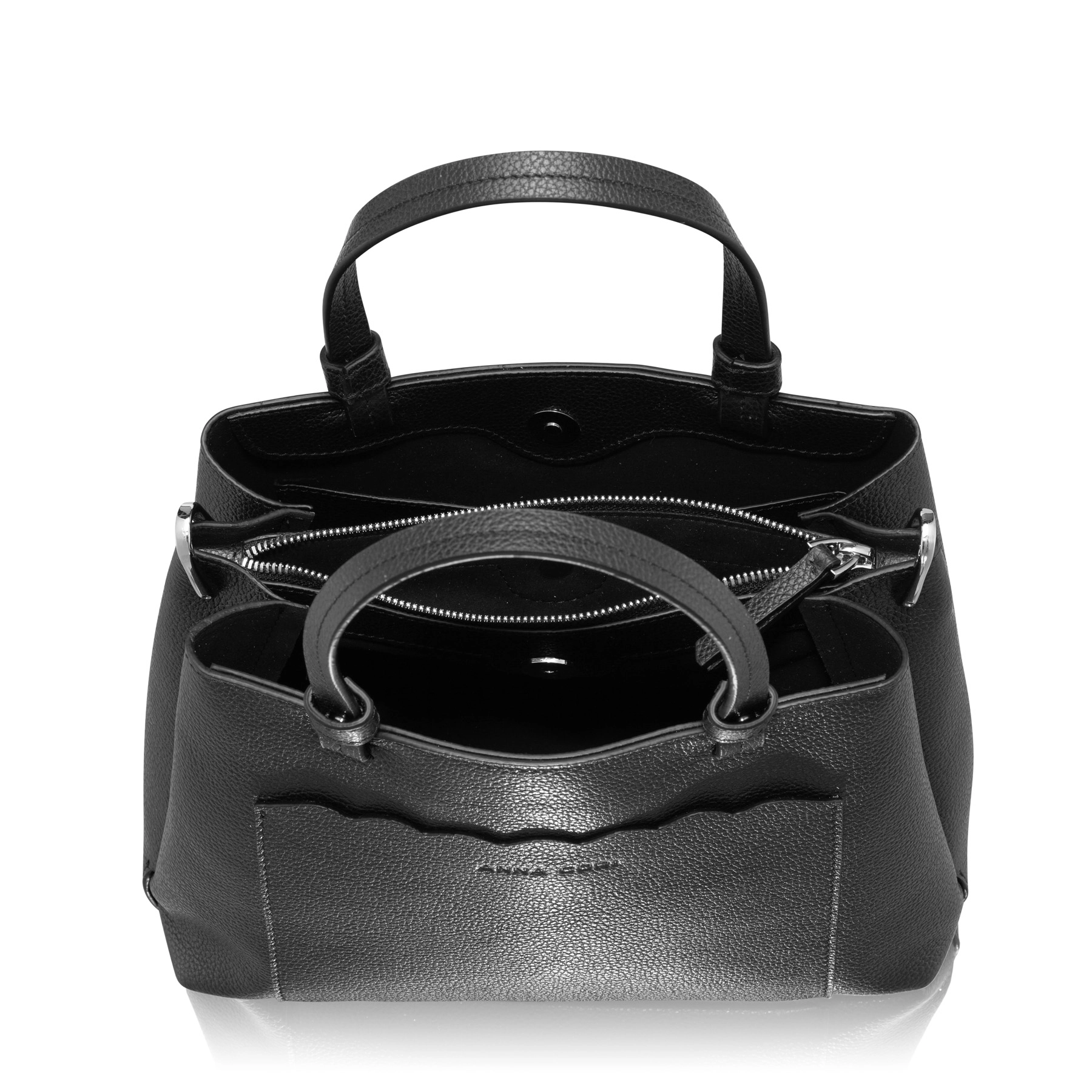 Women Leather Hand Bag CAYA 02 BOTTALATO BLACK