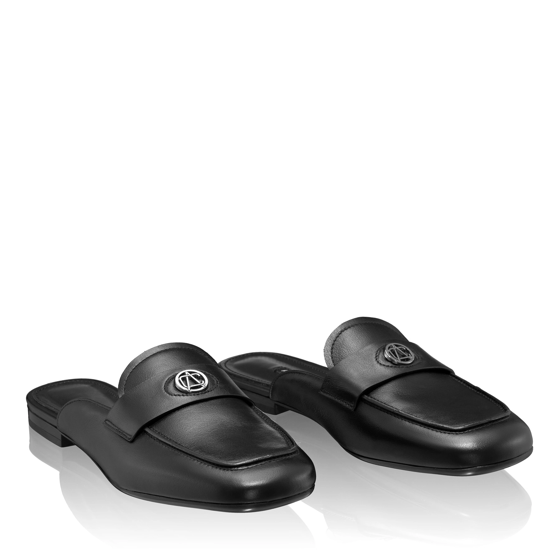 Women Leather Mules 8121 Vitello Black