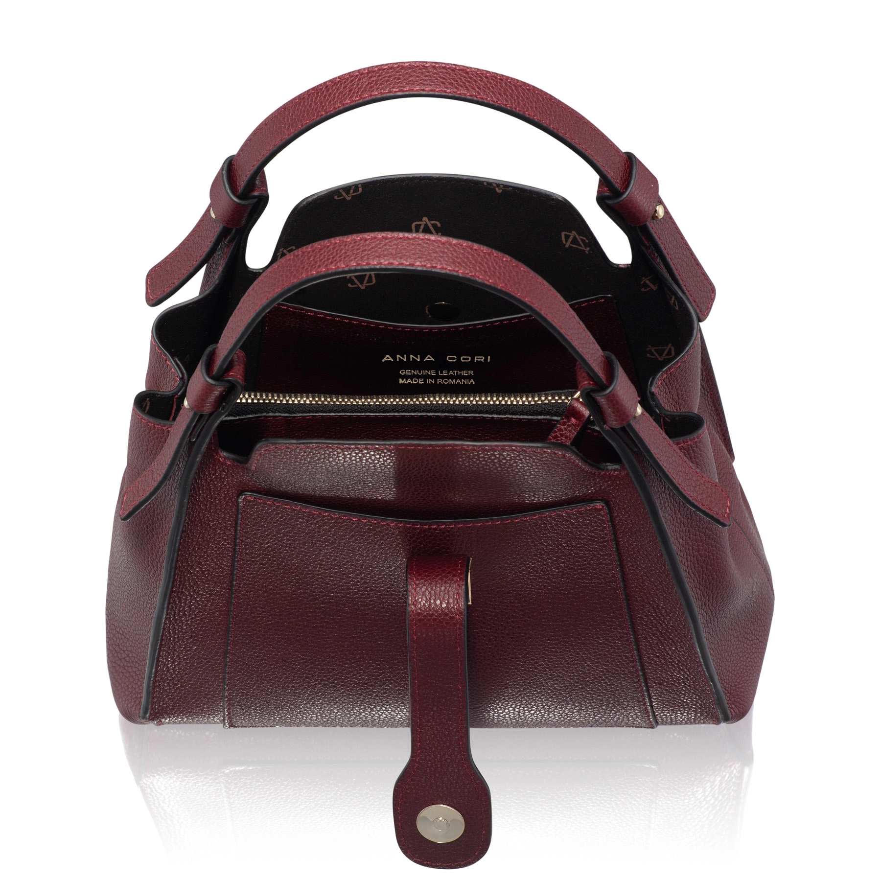 Women Leather Handbag BLUMA 01 BOTTALATO BORDO