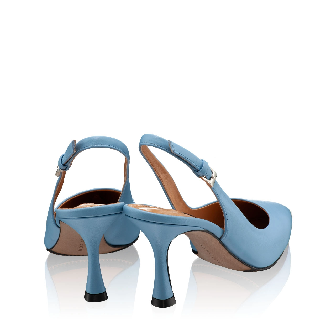 Mid-heel Slingback Pumps 5728 Vitello Azzurro